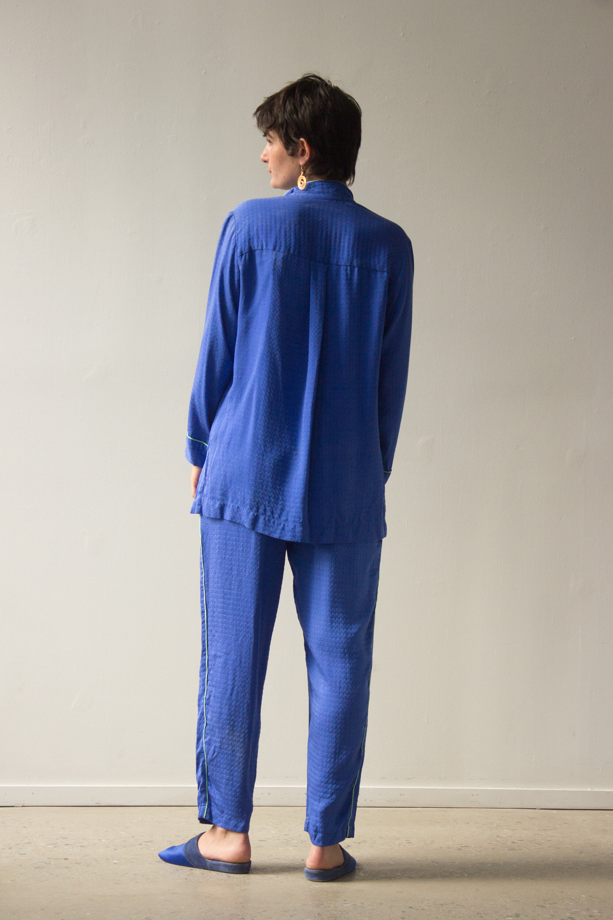 1980s Fernando Sanchez Silk Pajamas, Robe and Slippers