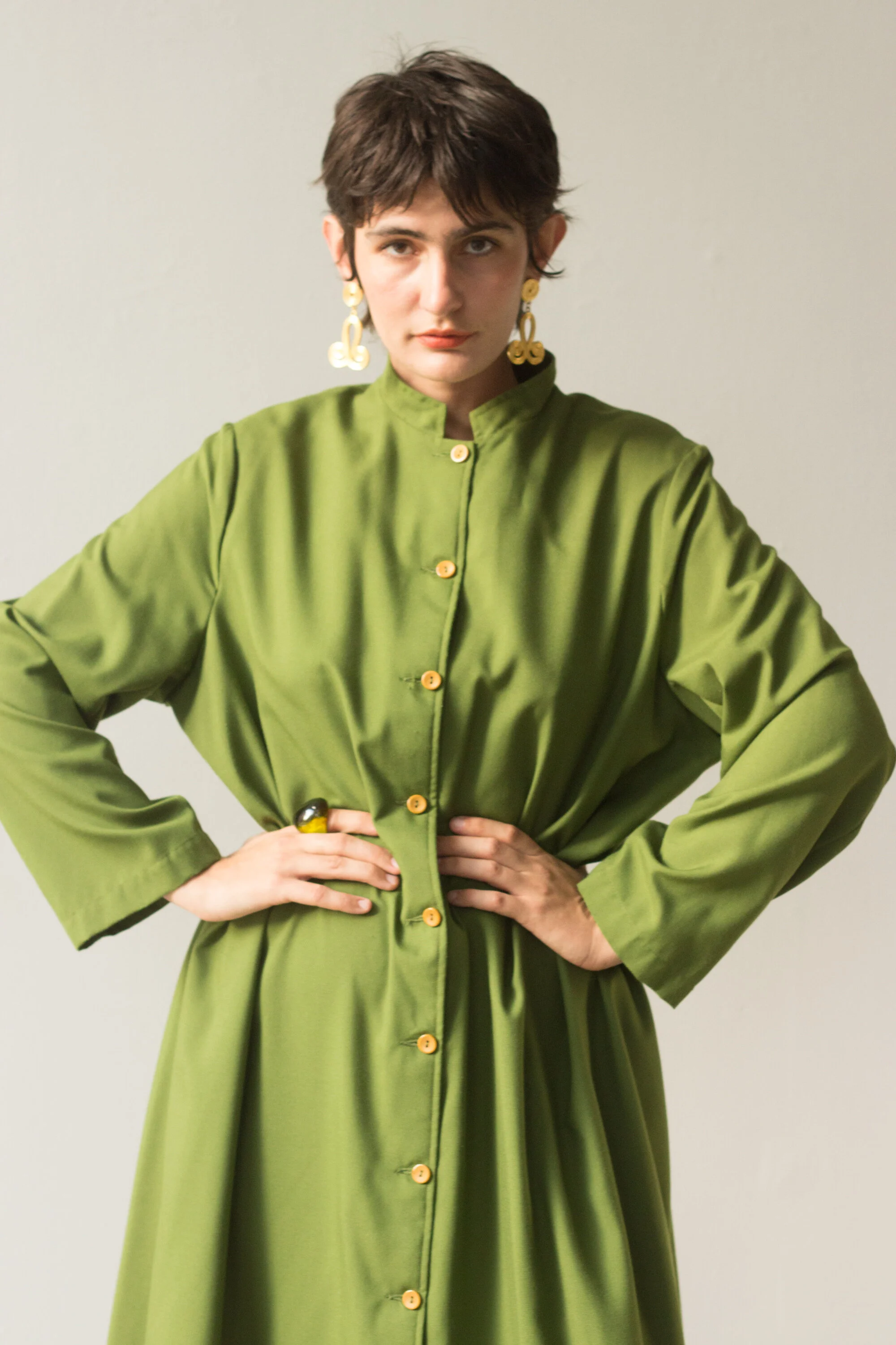 olive green kaftan dress Forte_Forte Long Kaftan Dress main image 0