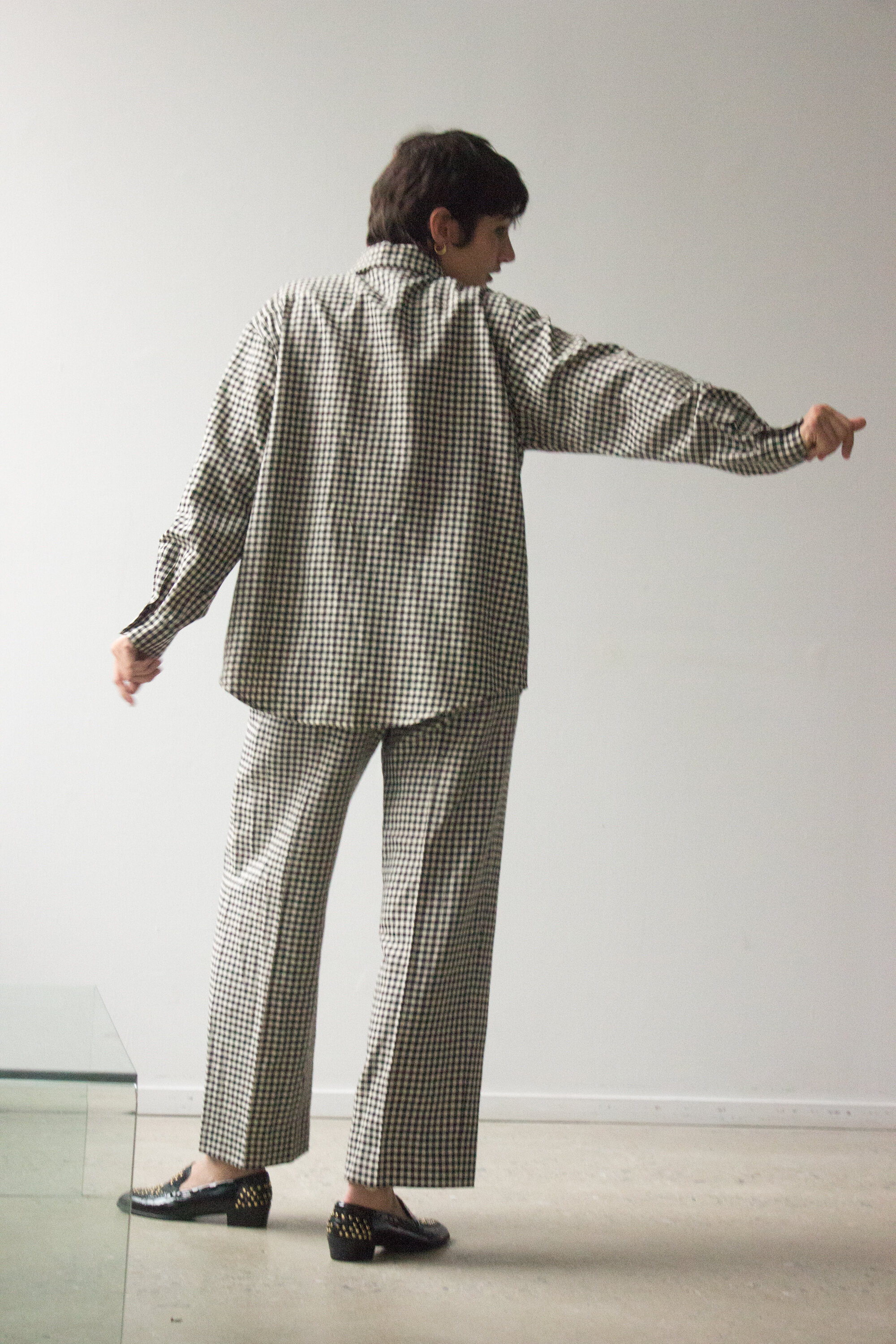 1980s Yves Saint Laurent Gingham Wool Two Piece Set