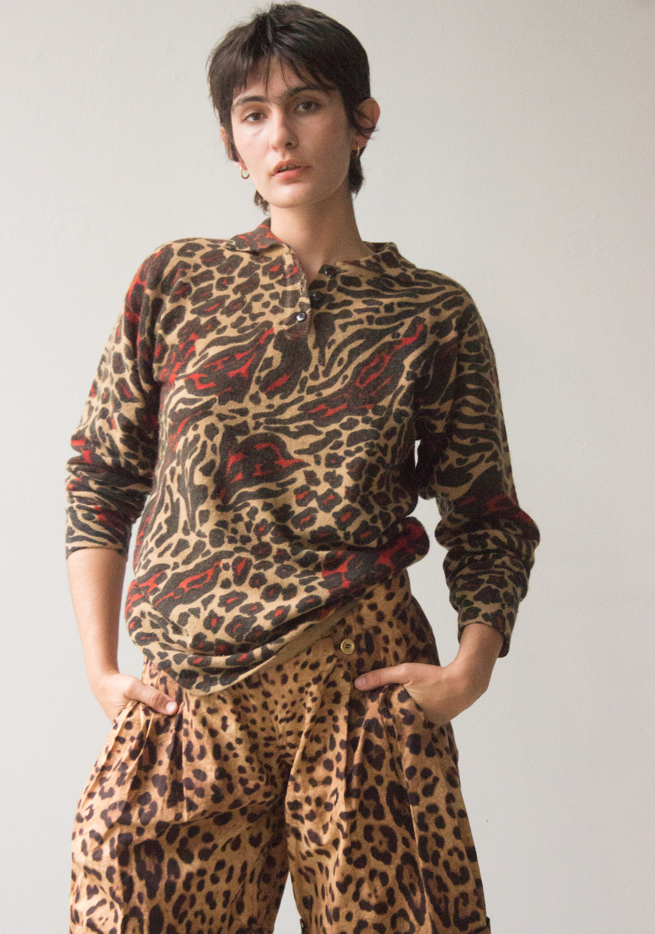1980s Leopard Lambswool-Angora Sweater