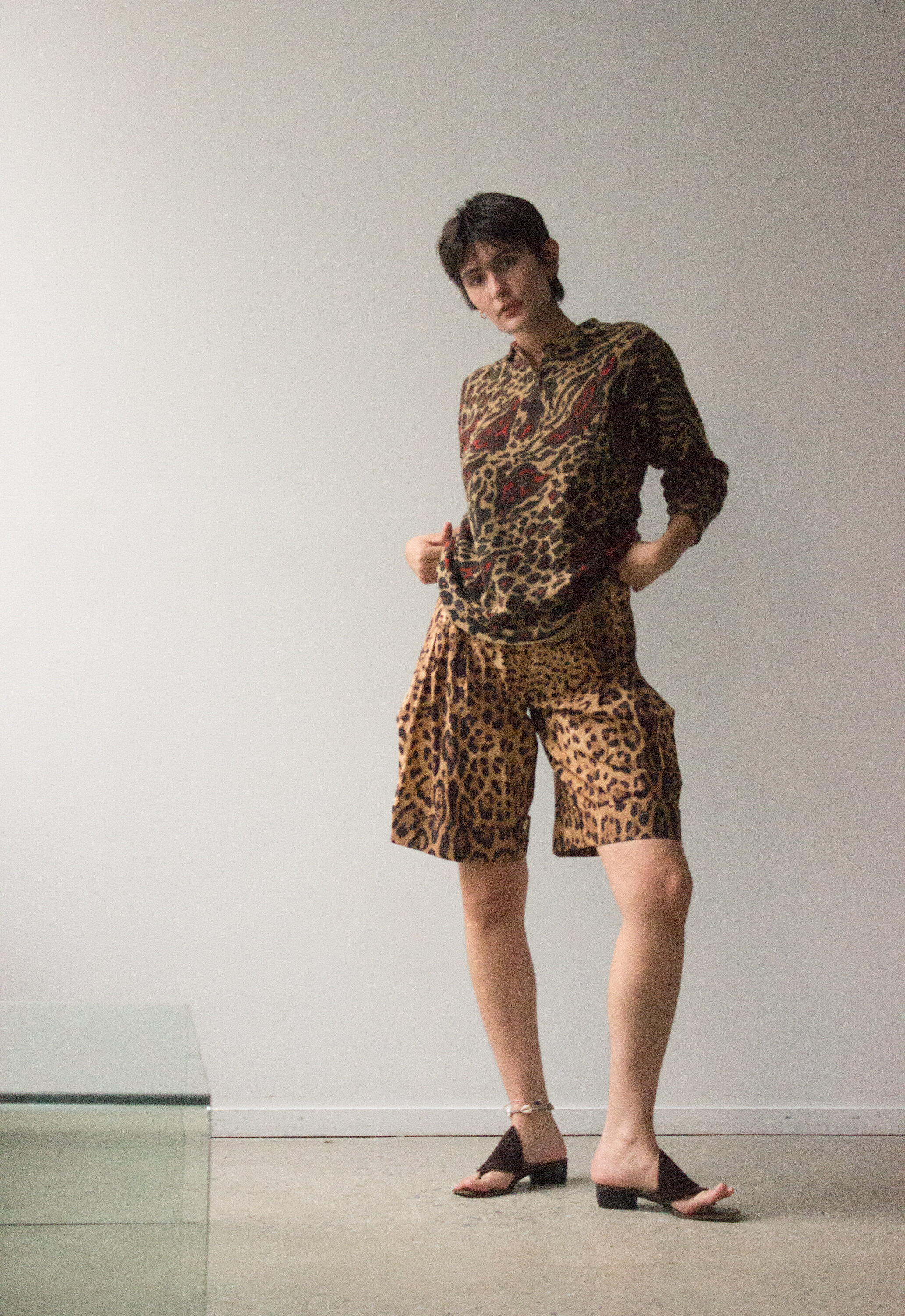 Y2K Dolce &amp; Gabbana Leopard Pleated Bermuda Shorts