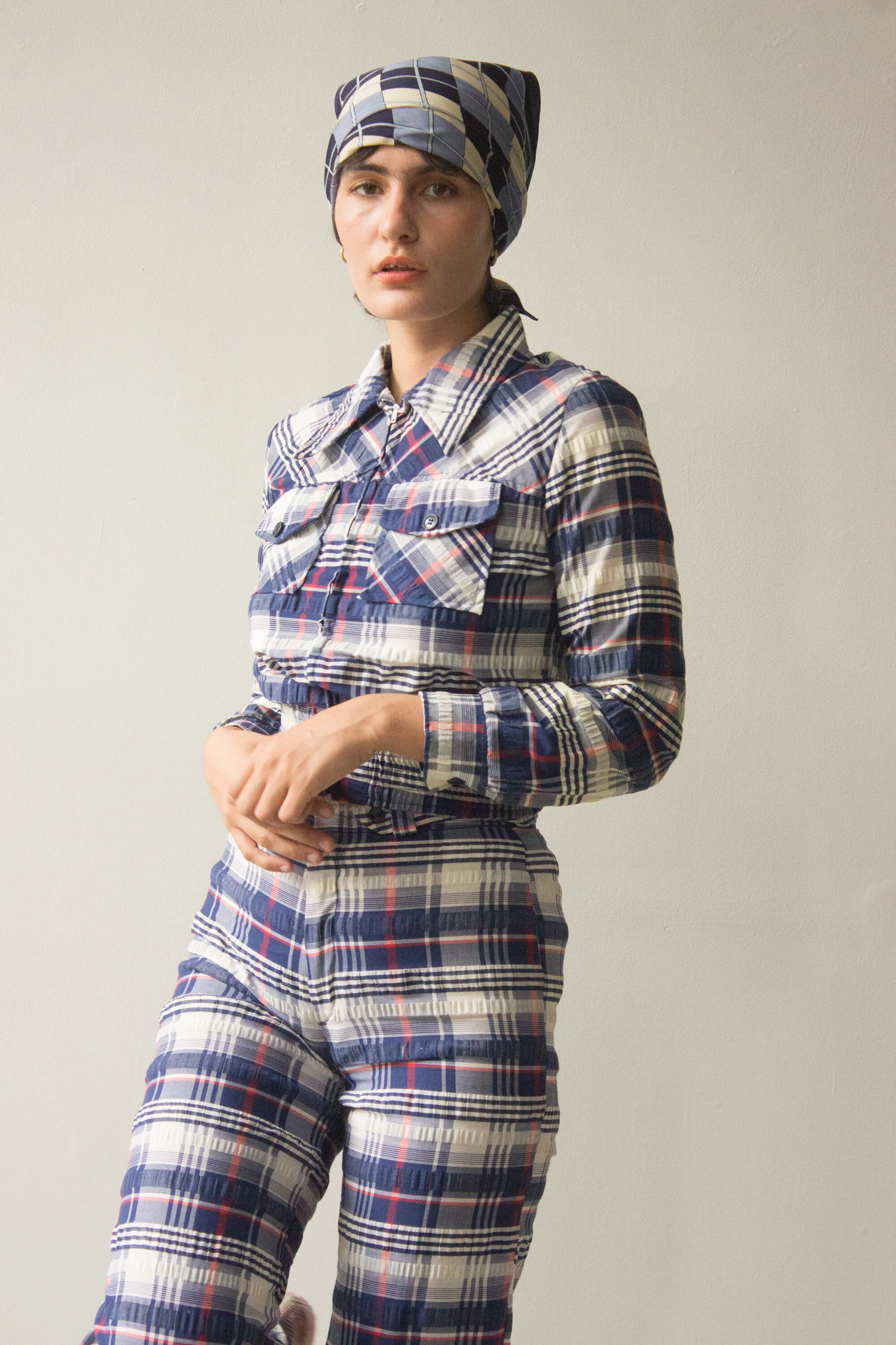 1970s "Xtrovert" Plaid Seersucker Suit