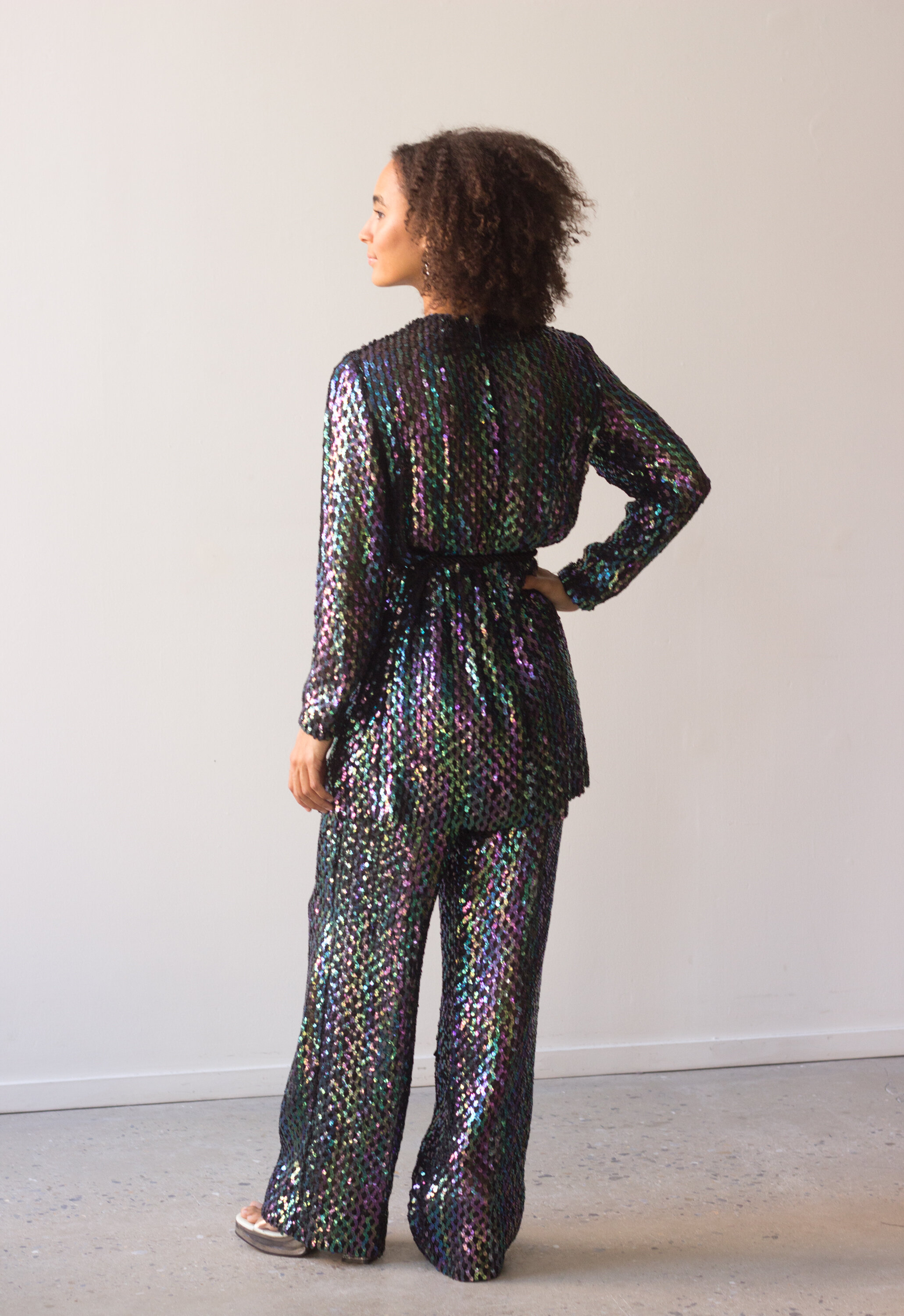 1960s iridescent Sequined Tunic and Pants Set
