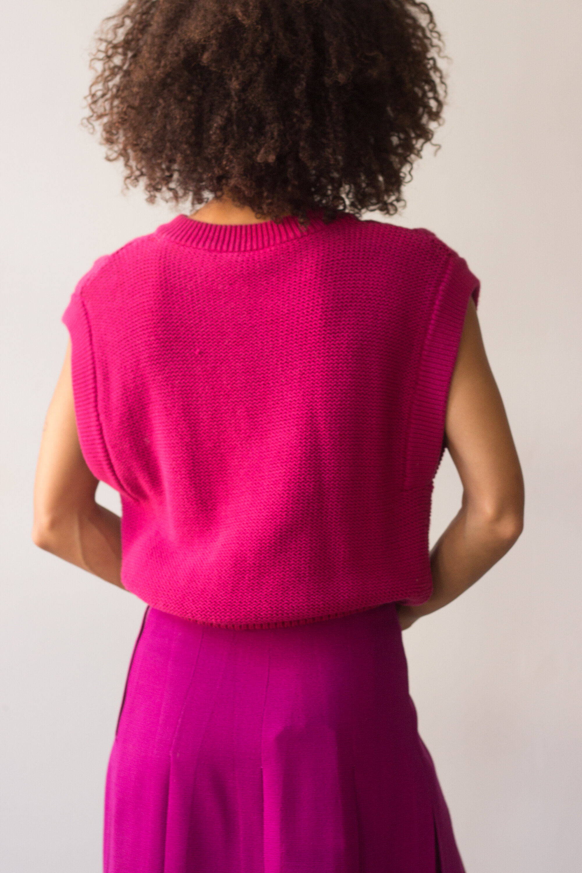 1980s Liz Claiborne Raspberry Cotton Vest
