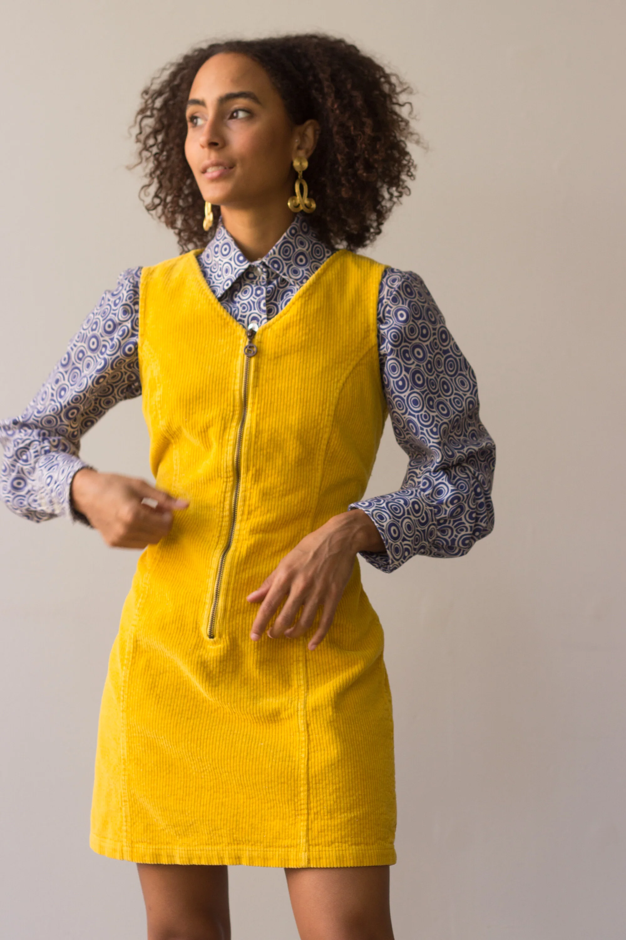 jumper dress corduroy Womens Green Solid Corduroy Overall Dress with Front Pockets Green / M main image 0