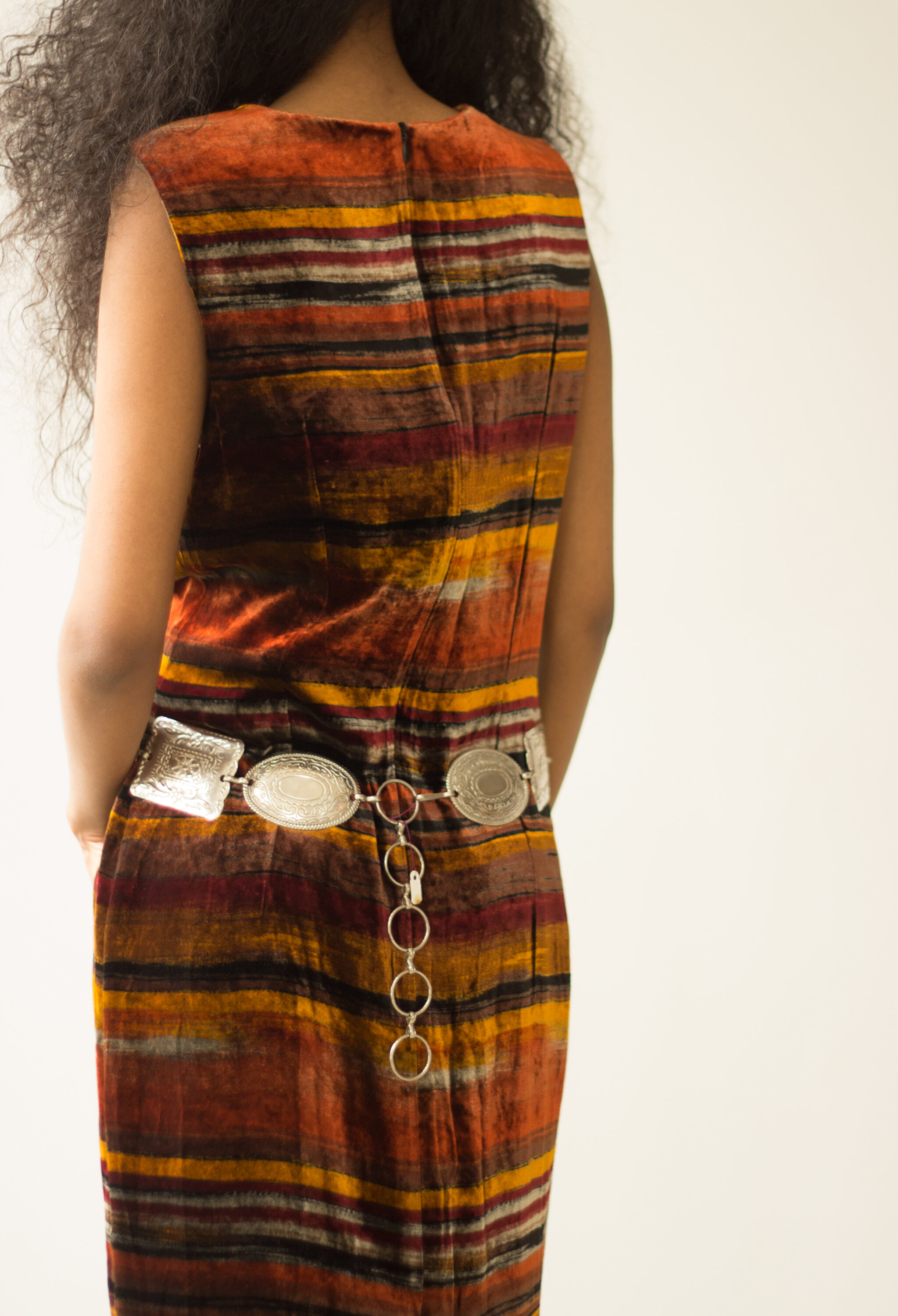 1970s Stamped Silver Concho Chain Belt