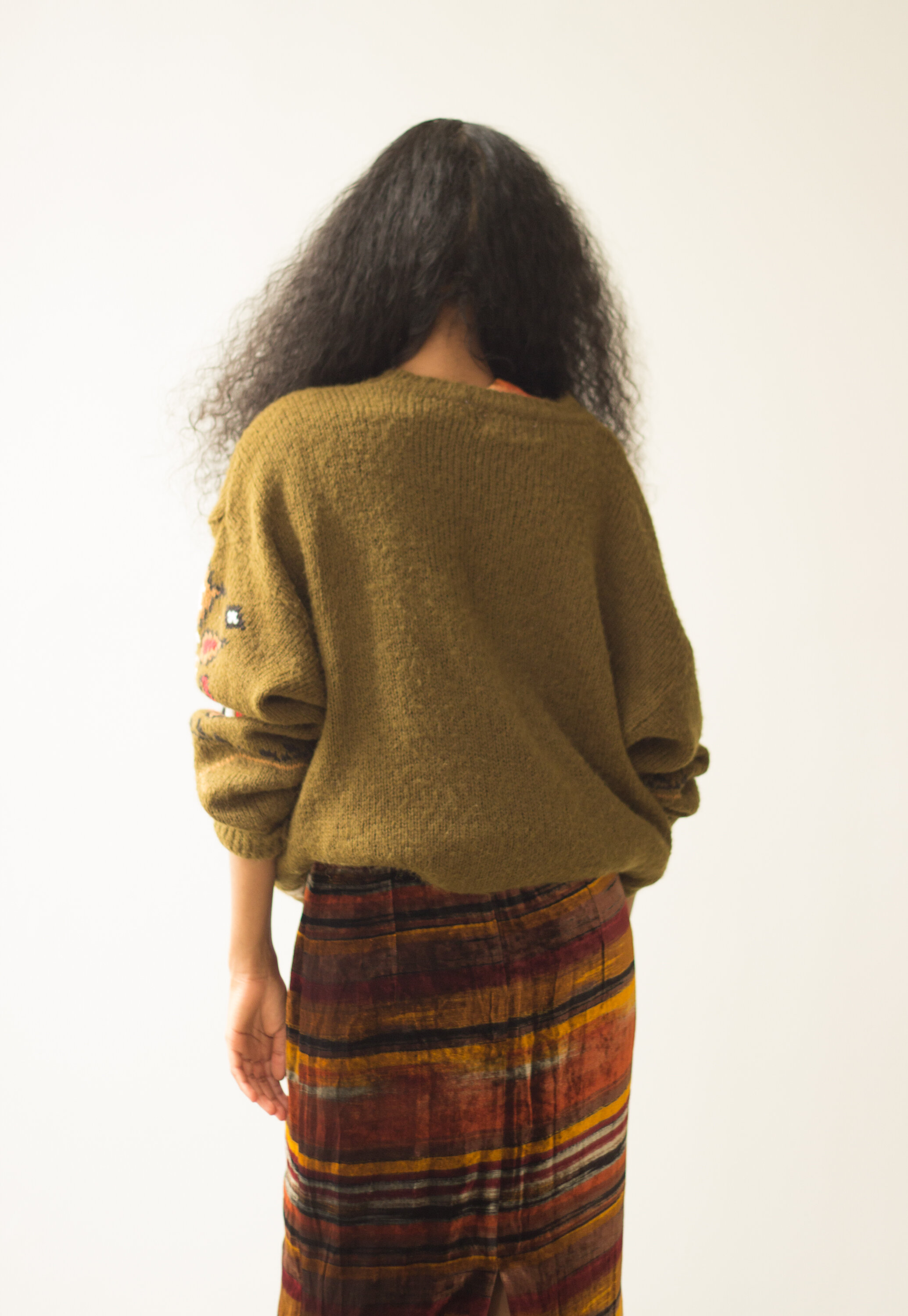 1980s Oversize Olive Folkloric Knit