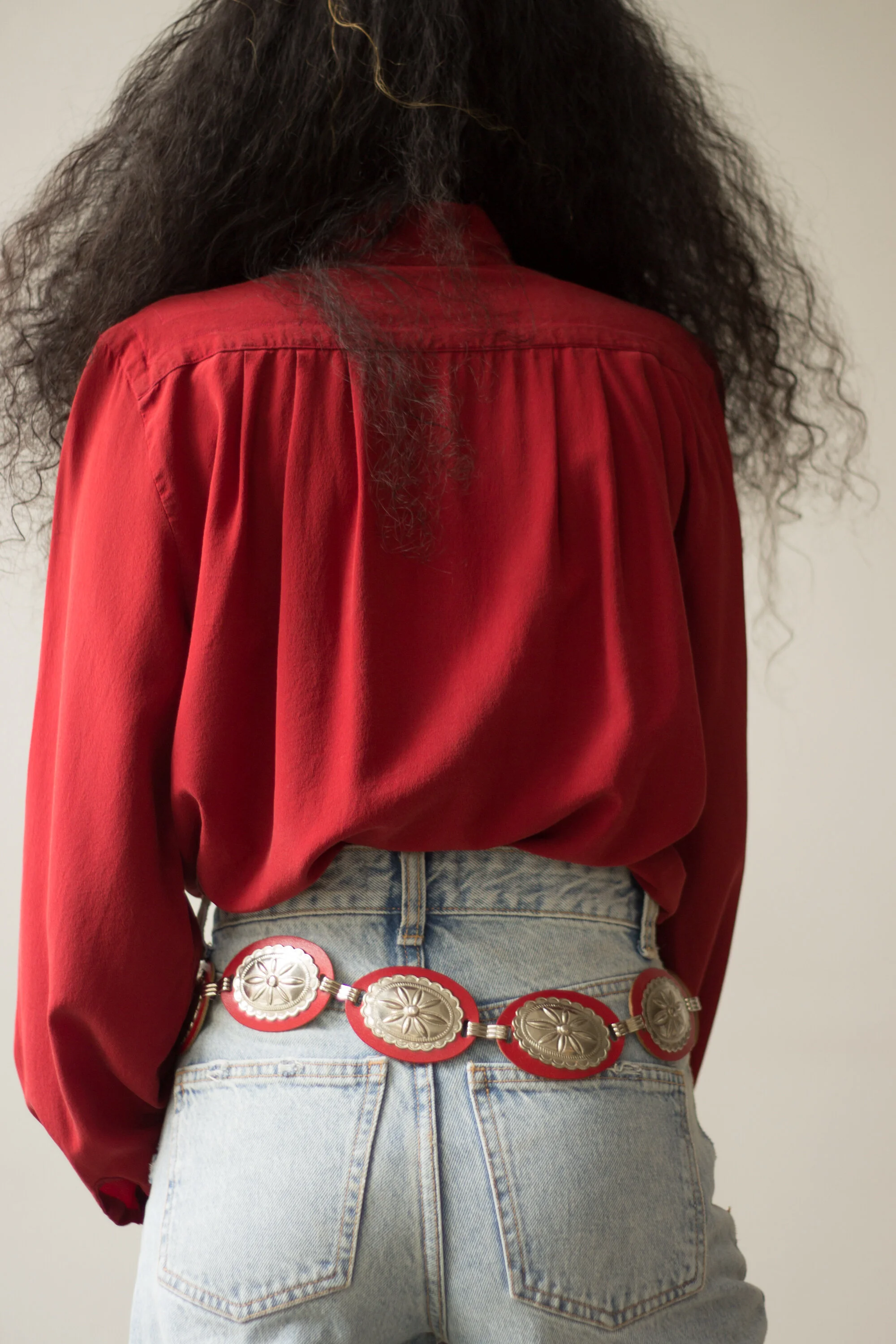 1970s Red Leather and Stamped Silver Concho Belt — Wayward Collection