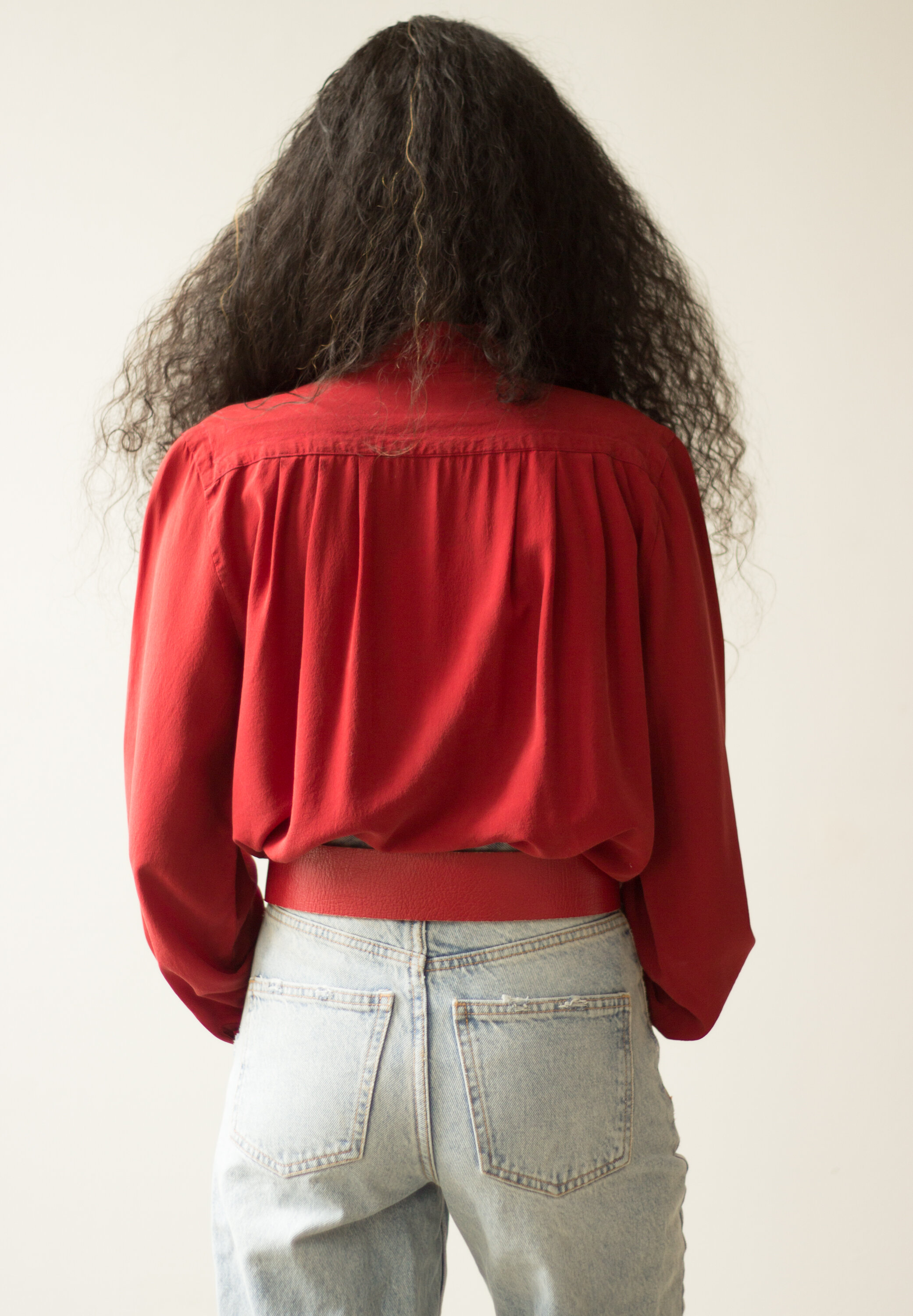 1970s Gucci Cardinal Red Silk Blouse