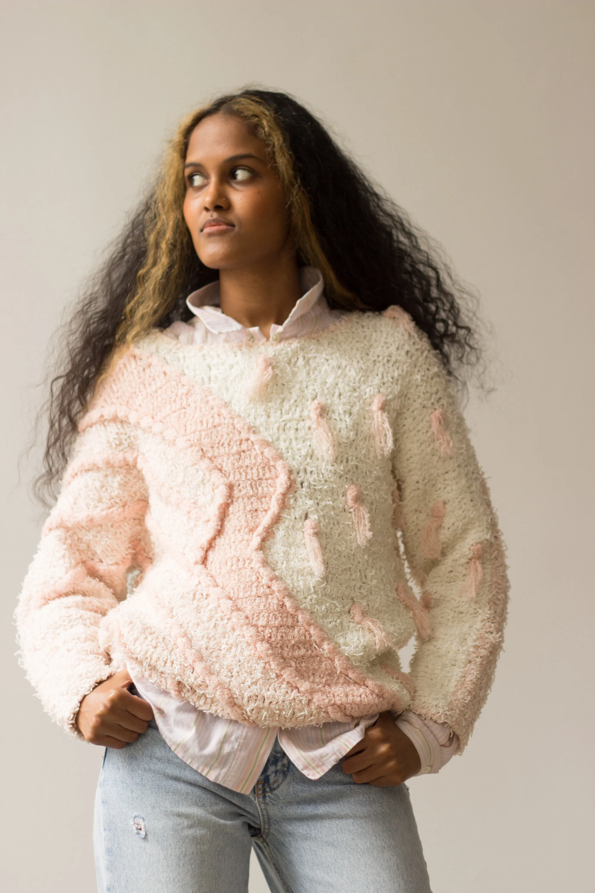 1980s Pastel Loomed Rayon Fringe Knit — Wayward Collection
