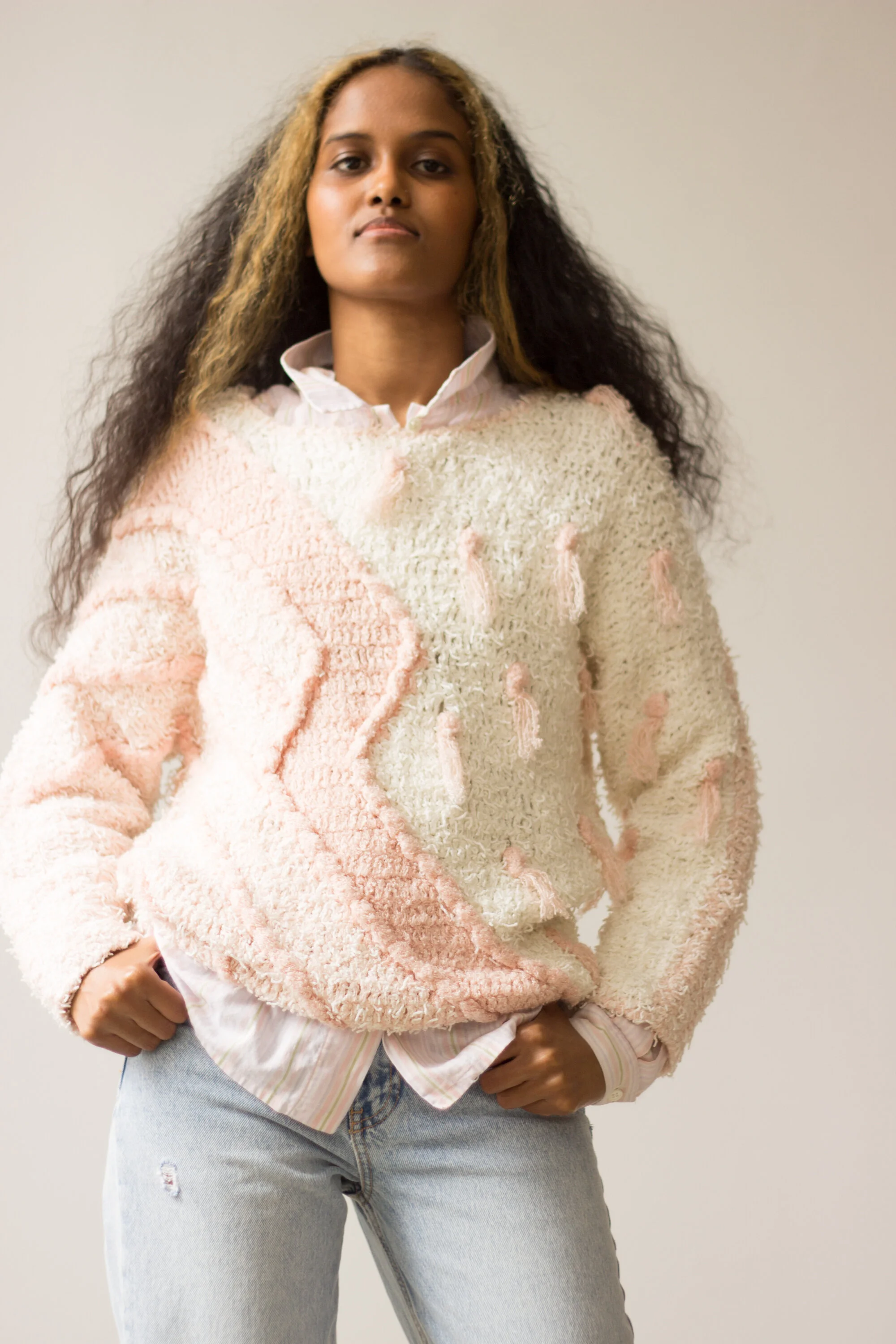1980s Pastel Loomed Rayon Fringe Knit — Wayward Collection