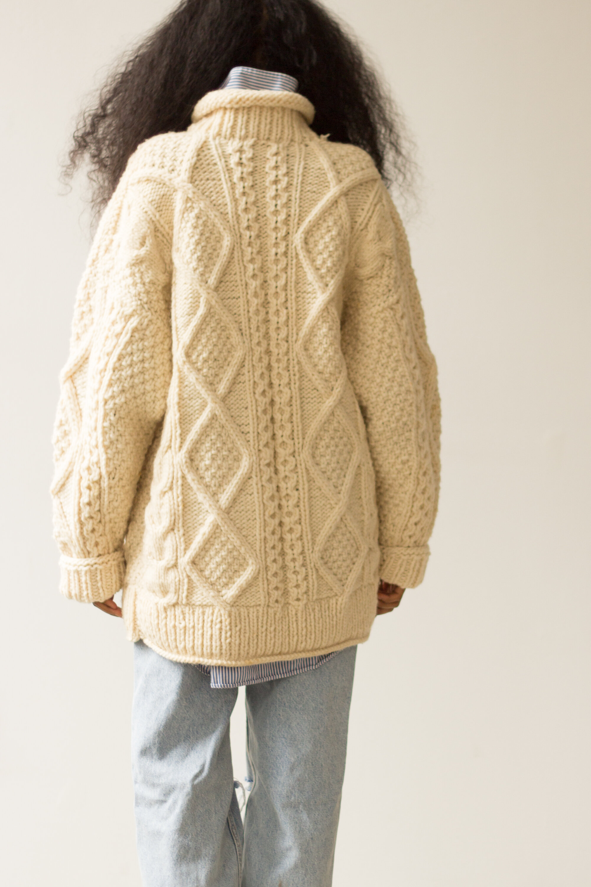1980s Hand Knit Oversize Roll Neck Fisherman Sweater — Wayward 