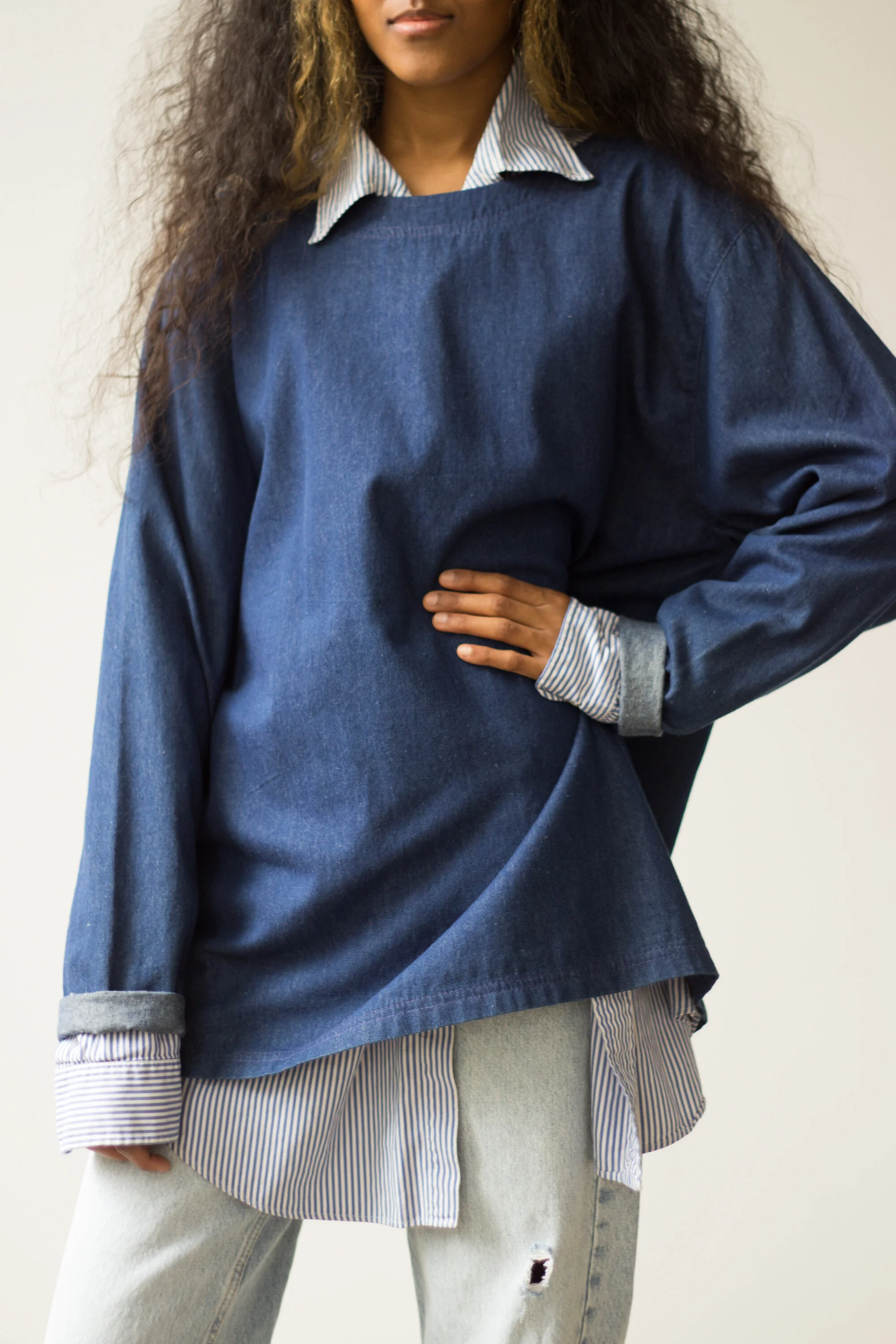 1980s Gene Ewing Bis Bis Denim Smock Top — Wayward Collection