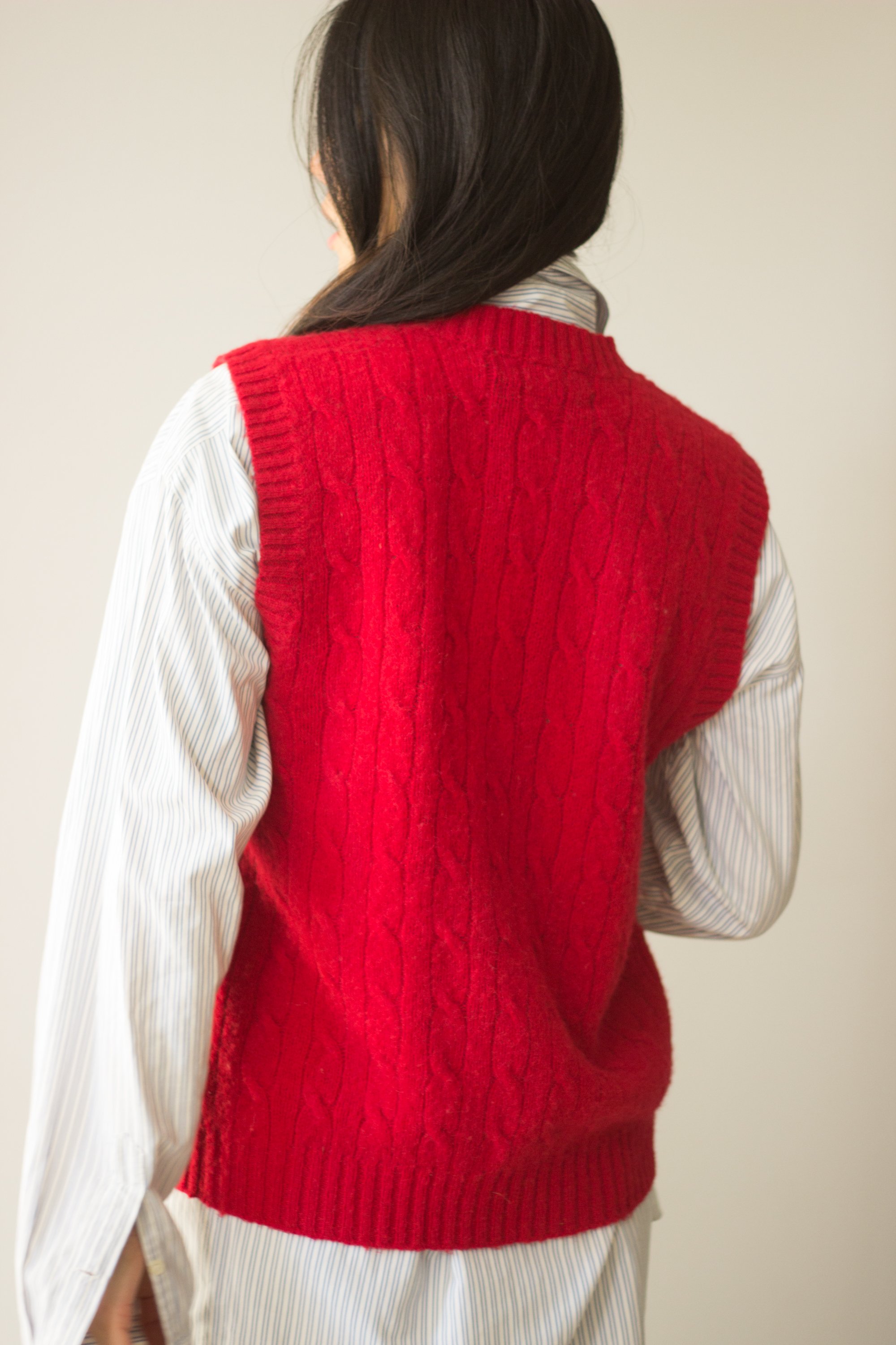1980s Ralph Lauren Red Cable Knit Vest