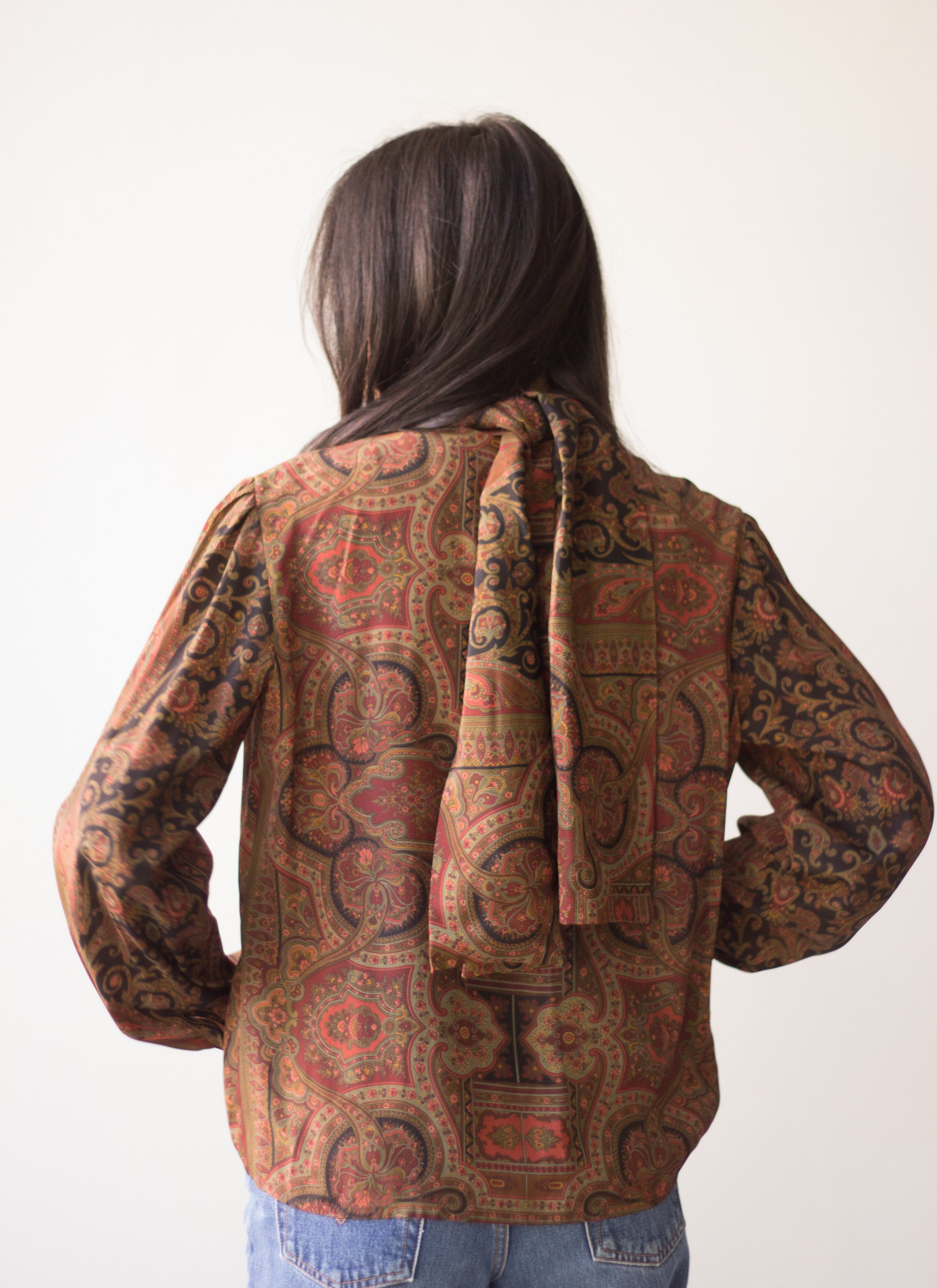 1980s Paisley Silk Blouse