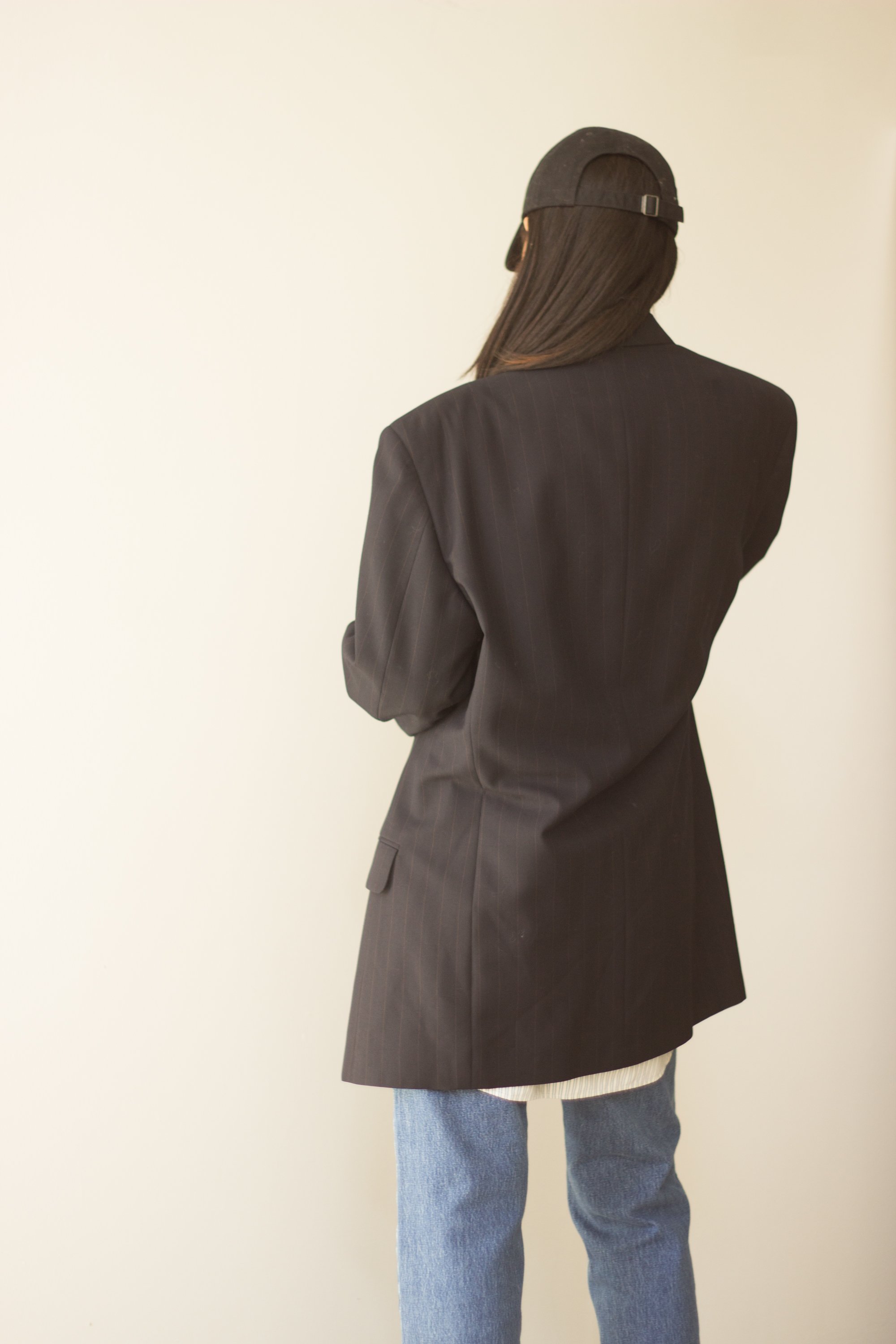 1980s Burberry Menswear Pinstripe Double Breasted Jacket