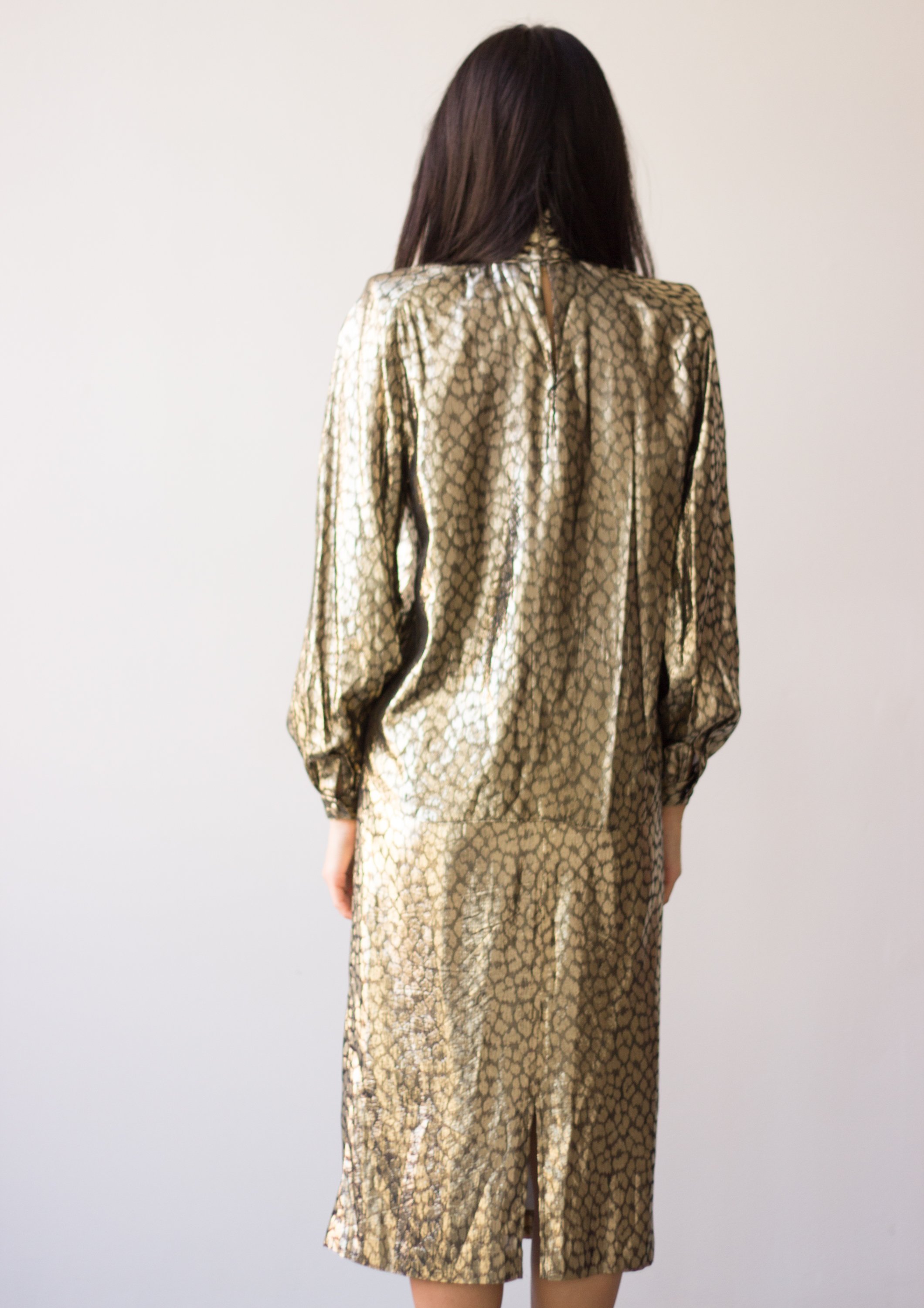1980s Gold Lamé Leopard Jacquard Two Piece Set