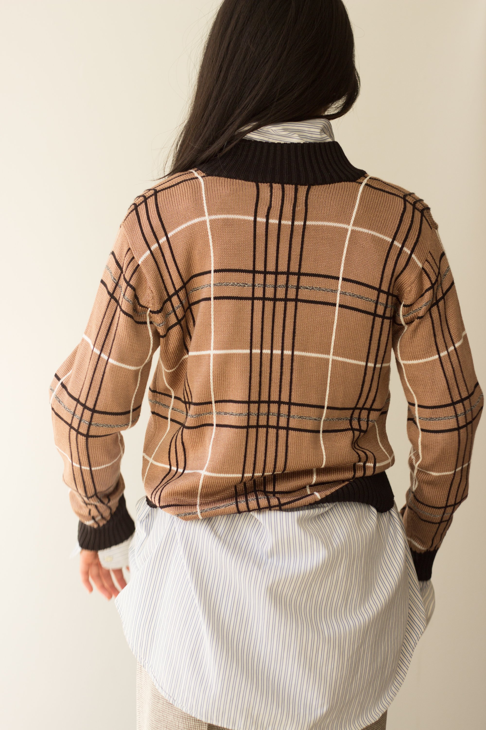 1990s Windowpane Check Half Zip