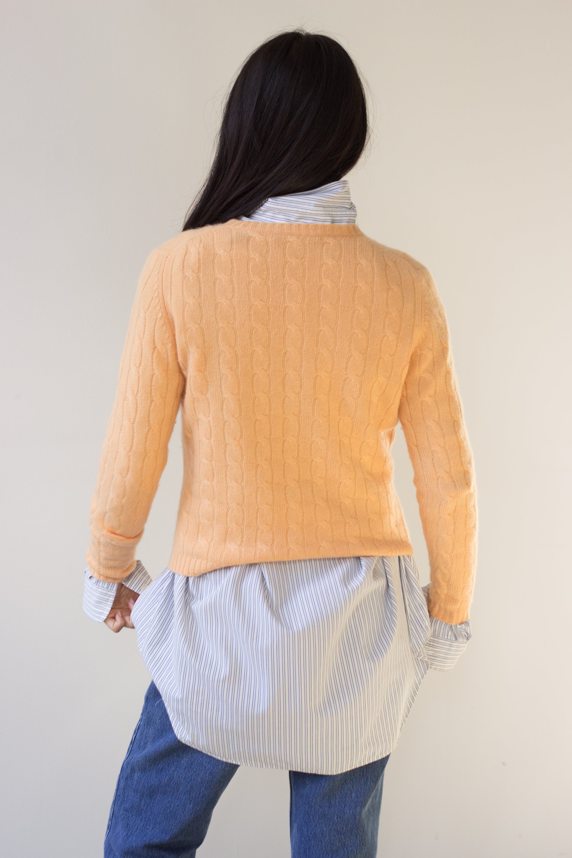 1990s Creamsicle Cashmere Cable Knit Cardigan