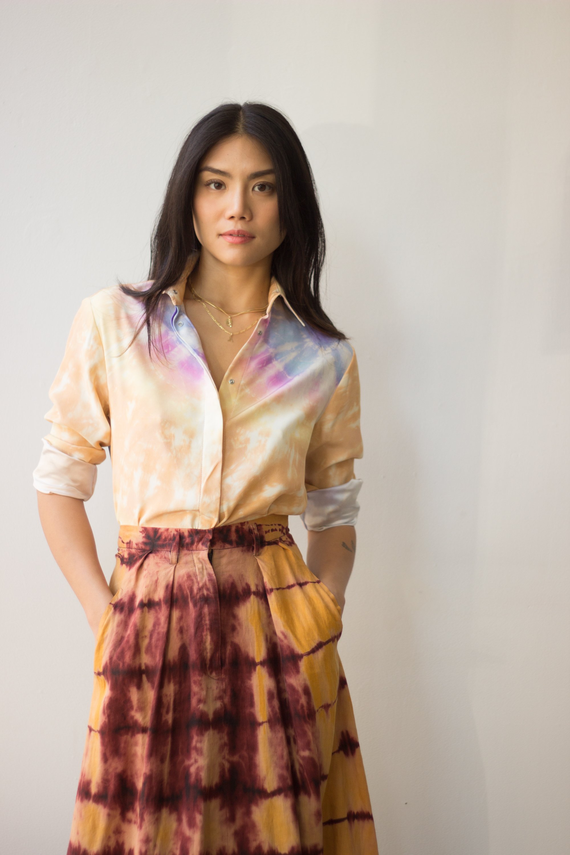 Y2K Paco Rabanne Tie-Dye Silk Blouse