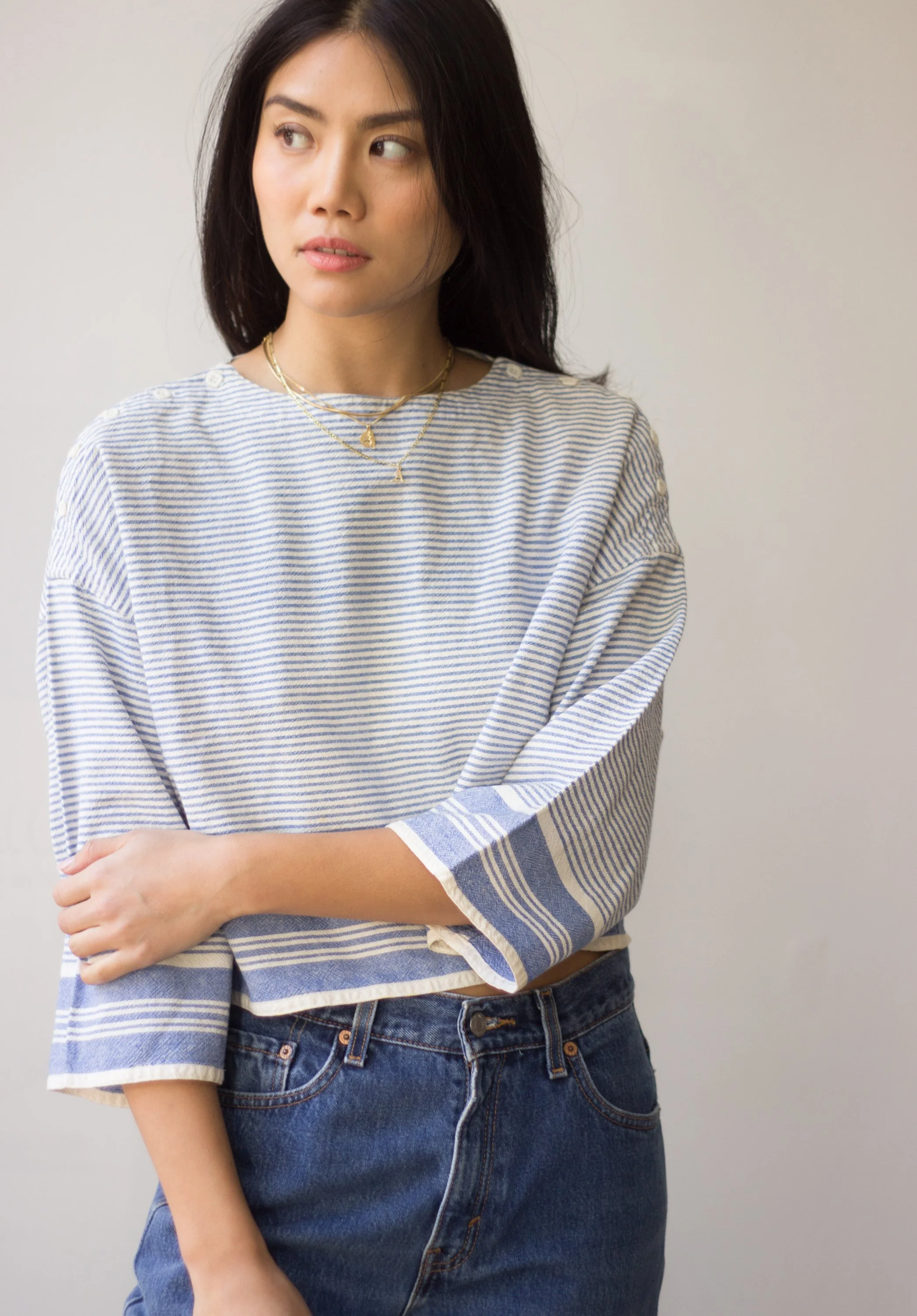 1980s Liz Claiborne Striped Crop Top — Wayward Collection