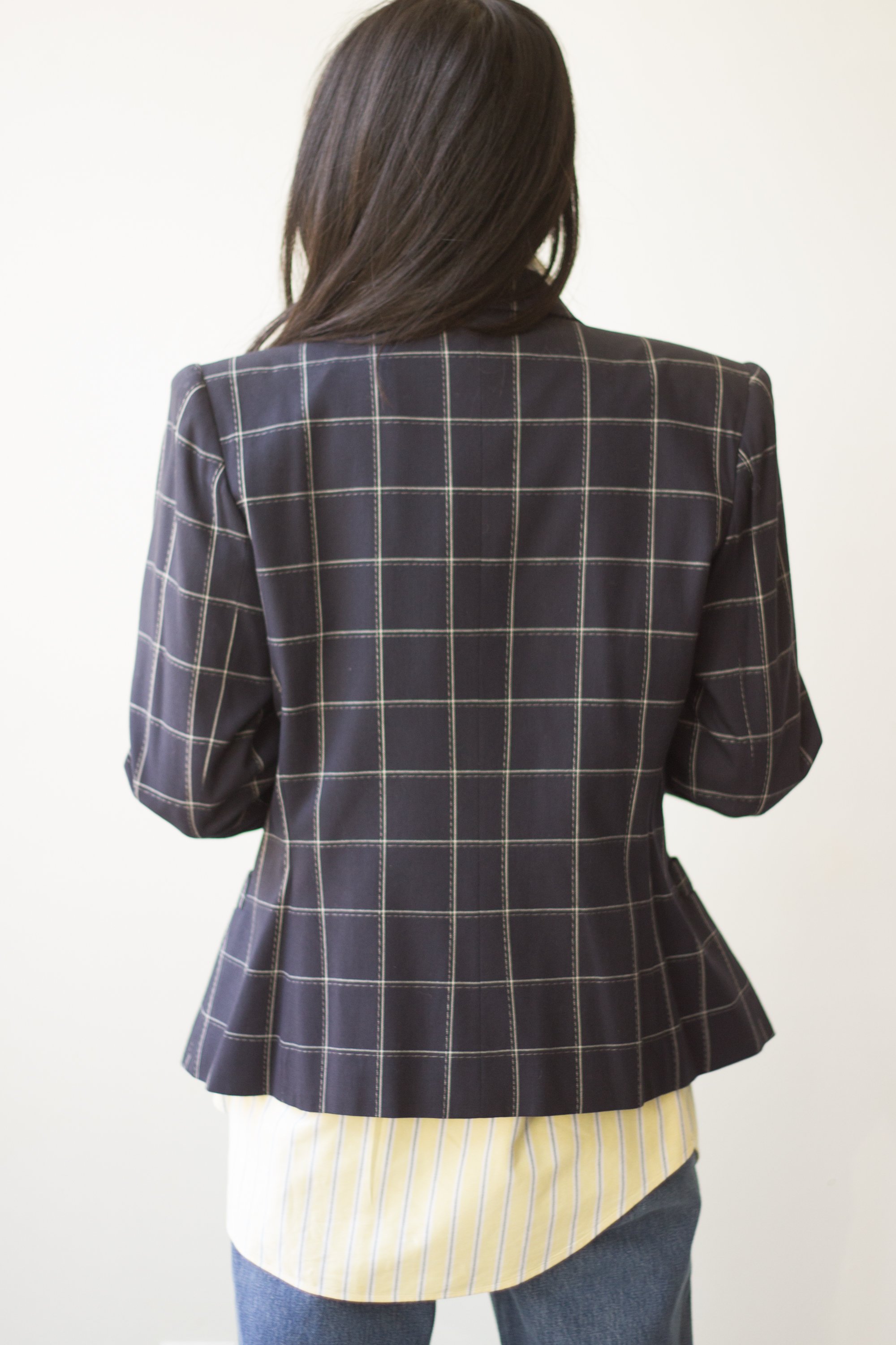 1980s Windowpane Check Double Breasted Jacket