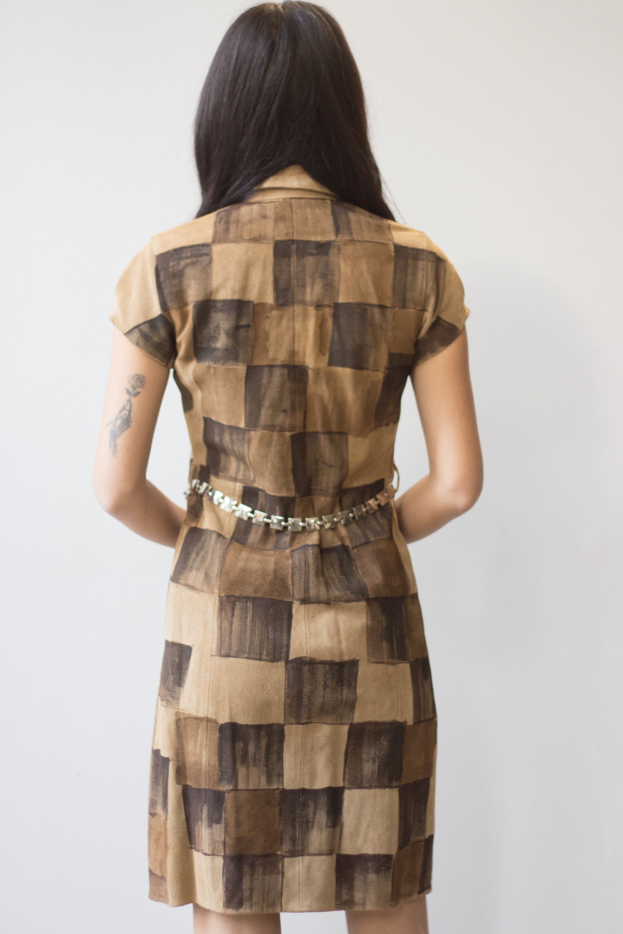 Hand-Painted Suede Shirt Dress