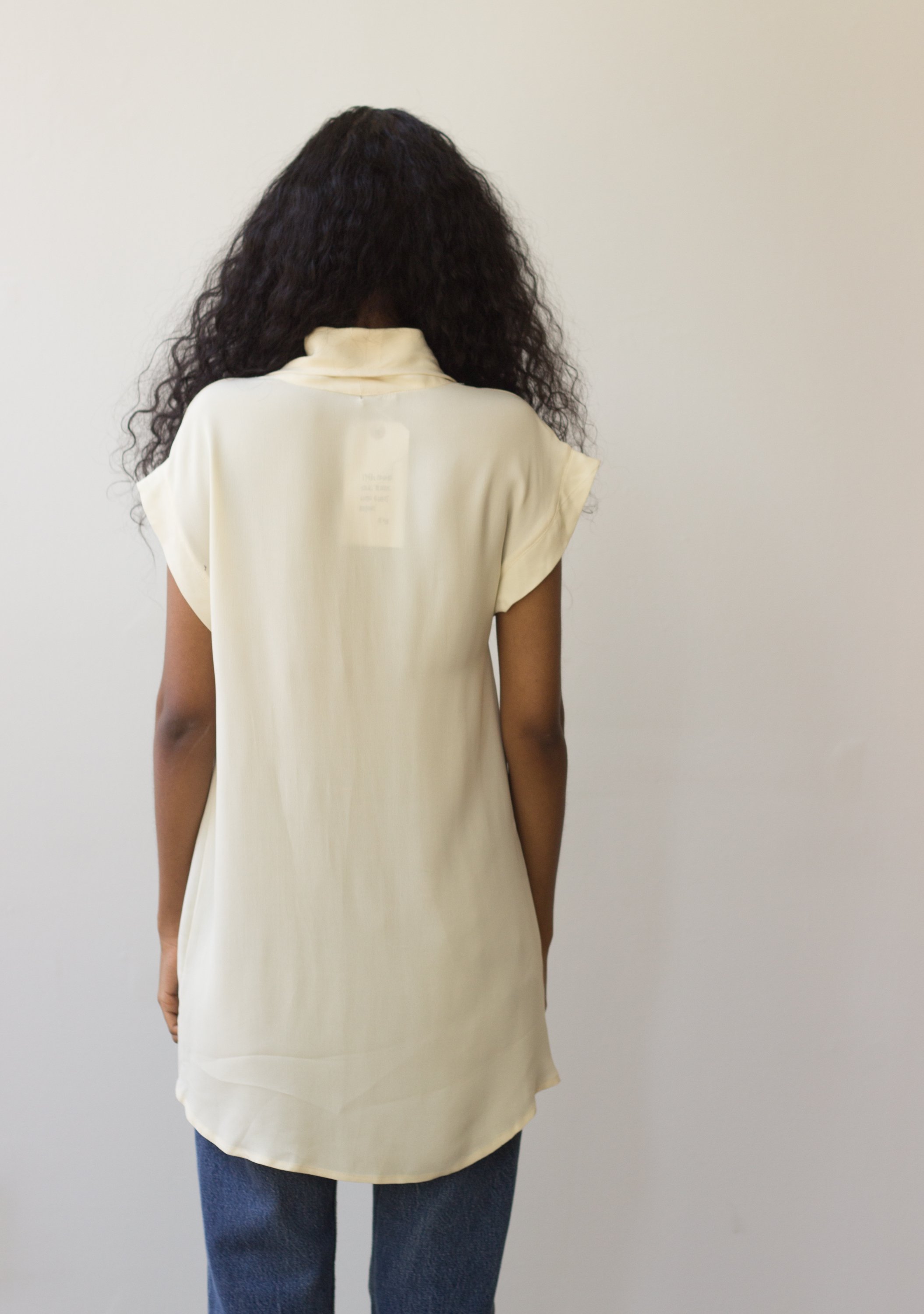 1940s Creme Silk Top with Giant Buttons