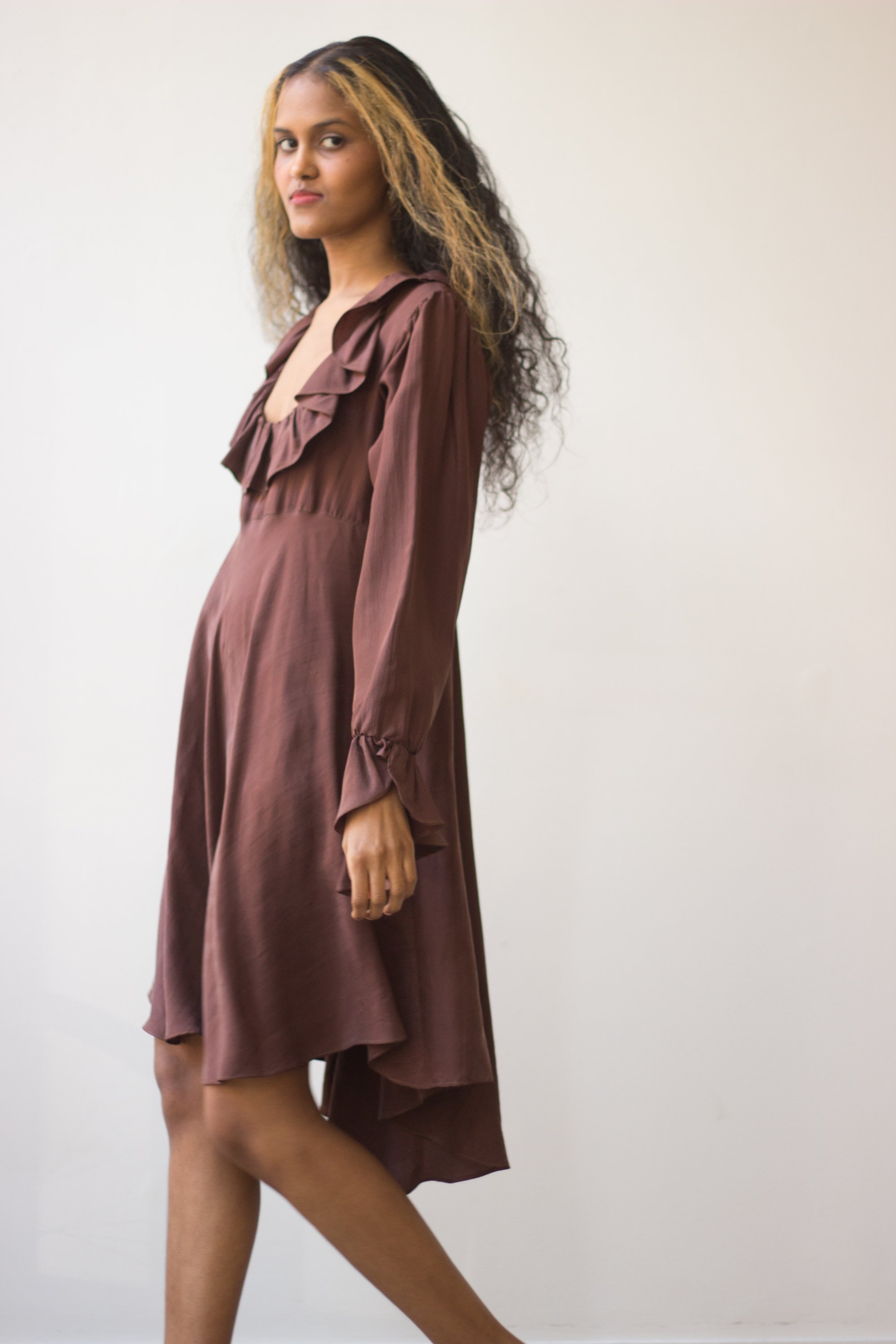 1990s Renee Claire Silk Poet Dress