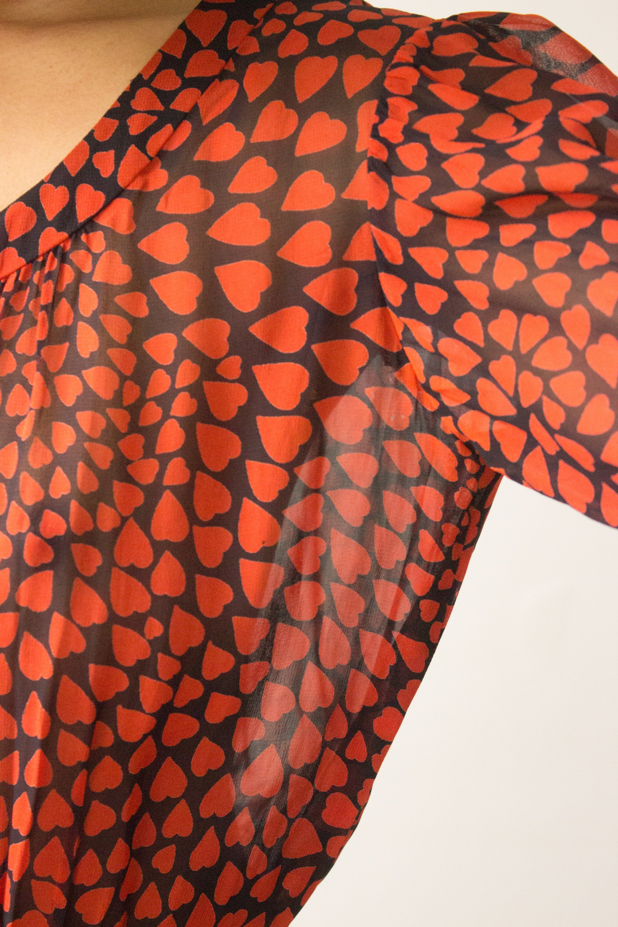 ACA 1971 Yves Saint Laurent Heart Print Chiffon Dress