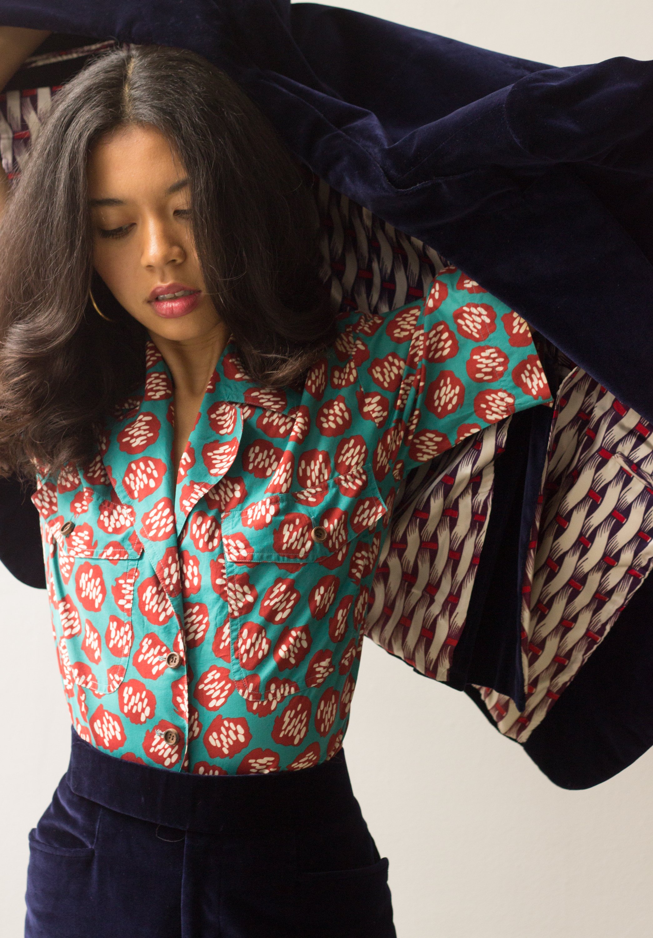 ACA 1970s Yves Saint Laurent Cotton Printed Camp Shirt