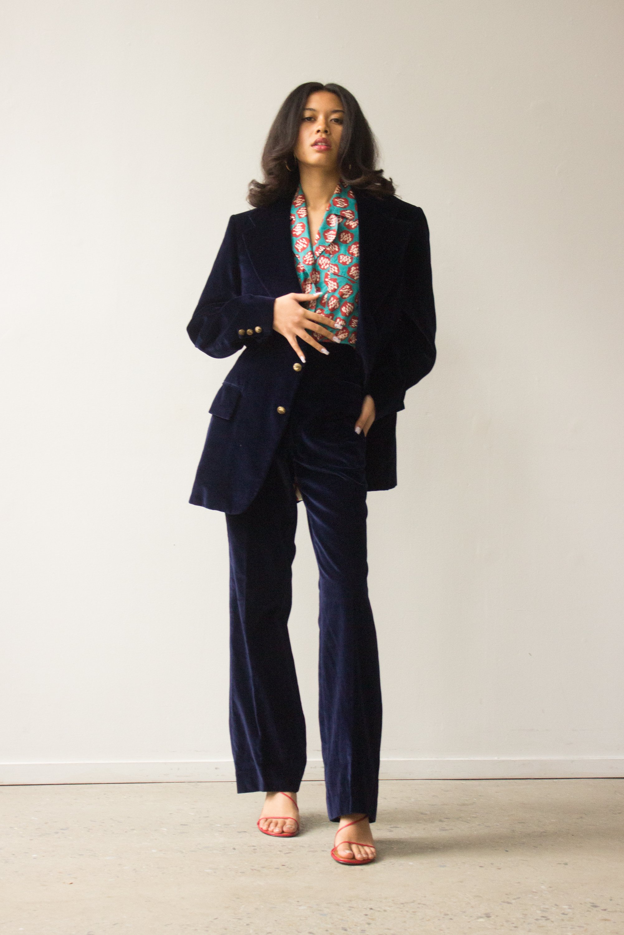 ACA 1960s Sapphire Velvet Suit with Silk Lining