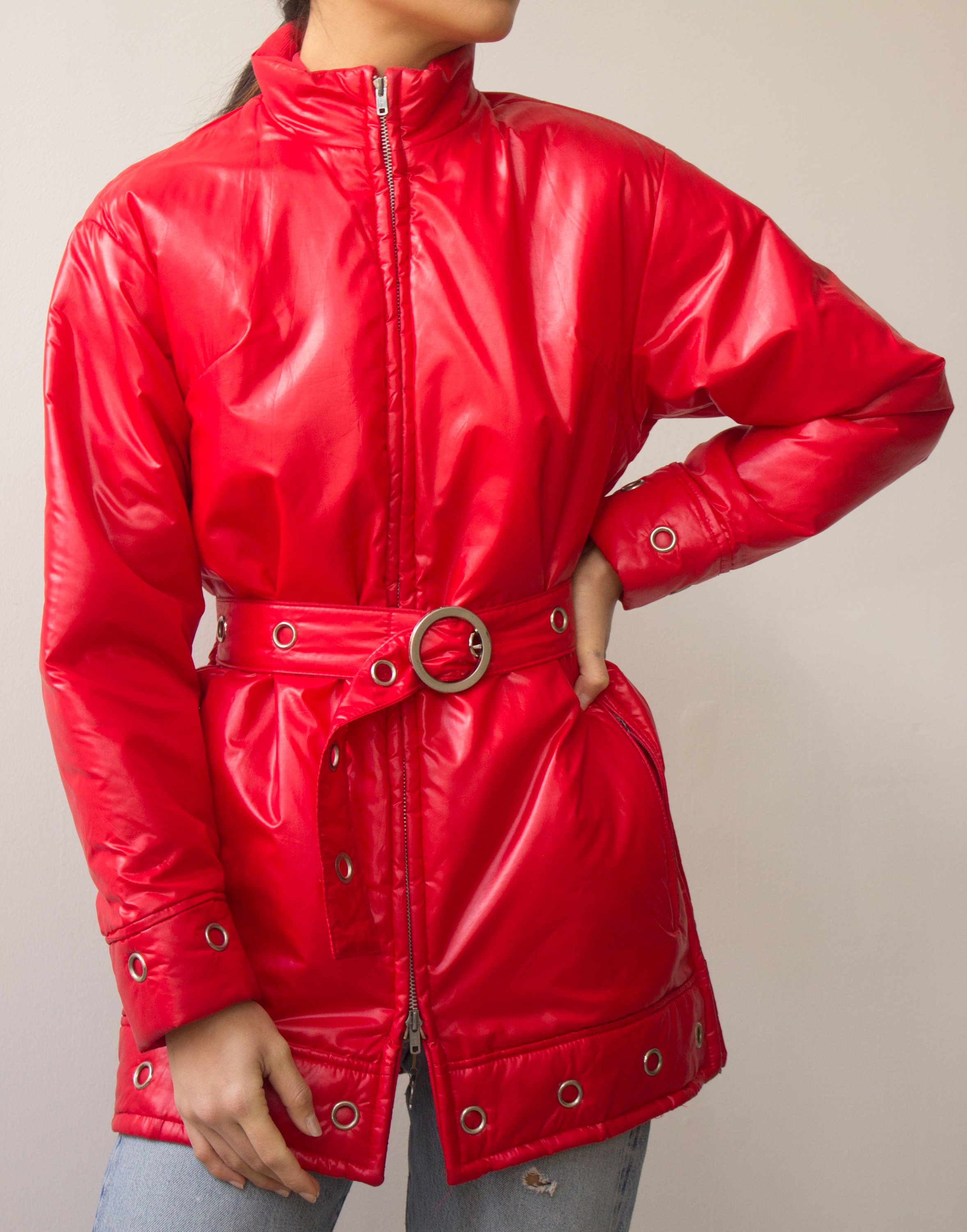 1970s Cherry Red Grommeted Puffer