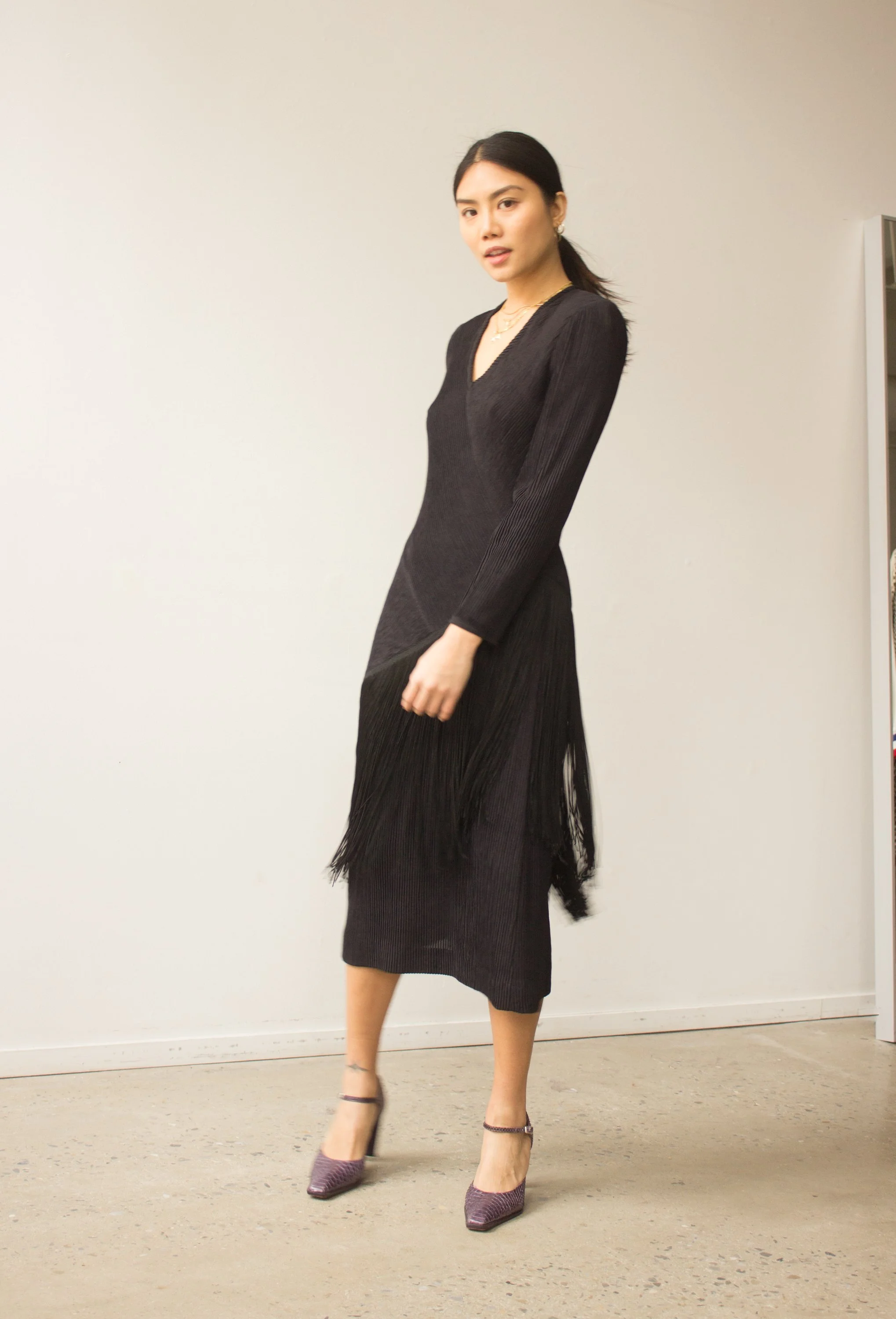 1980s black dress Vintage 1960 Black Sequin Cocktail Dress w/ Bow