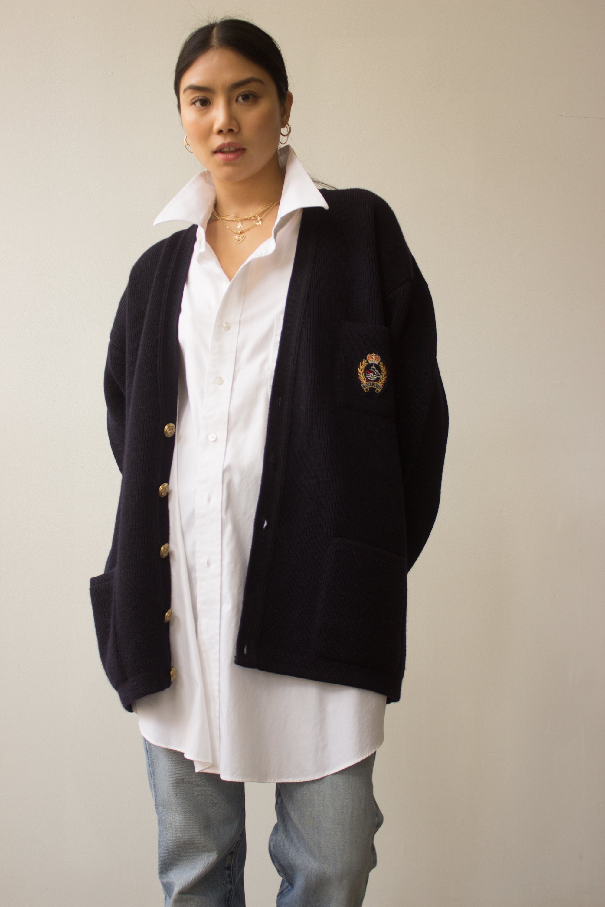 1980s Saint James French Sailor Oversize Wool Cardigan