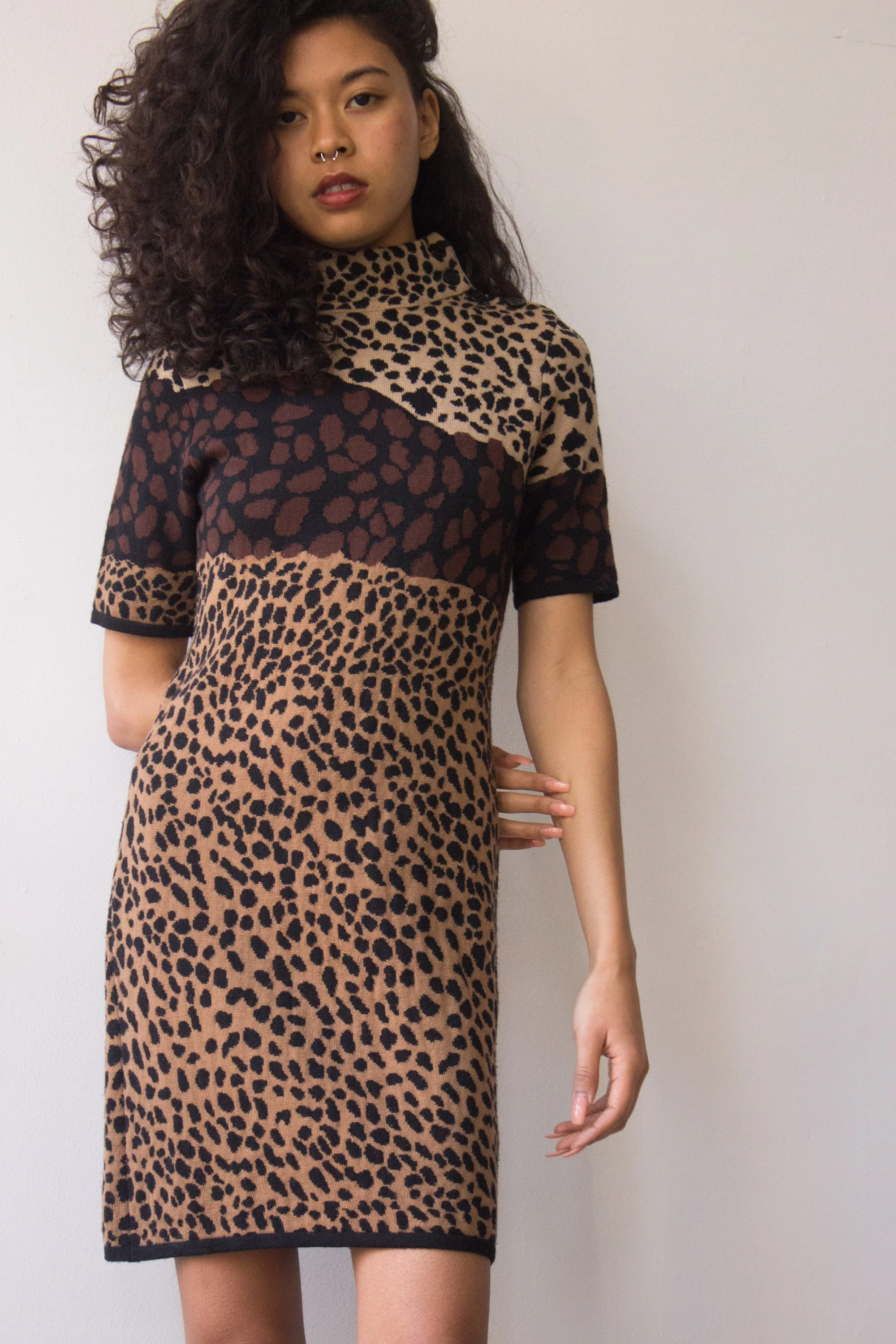 1980s Bloomingdales Merino Wool Leopard Print Sweater Dress — Wayward  Collection