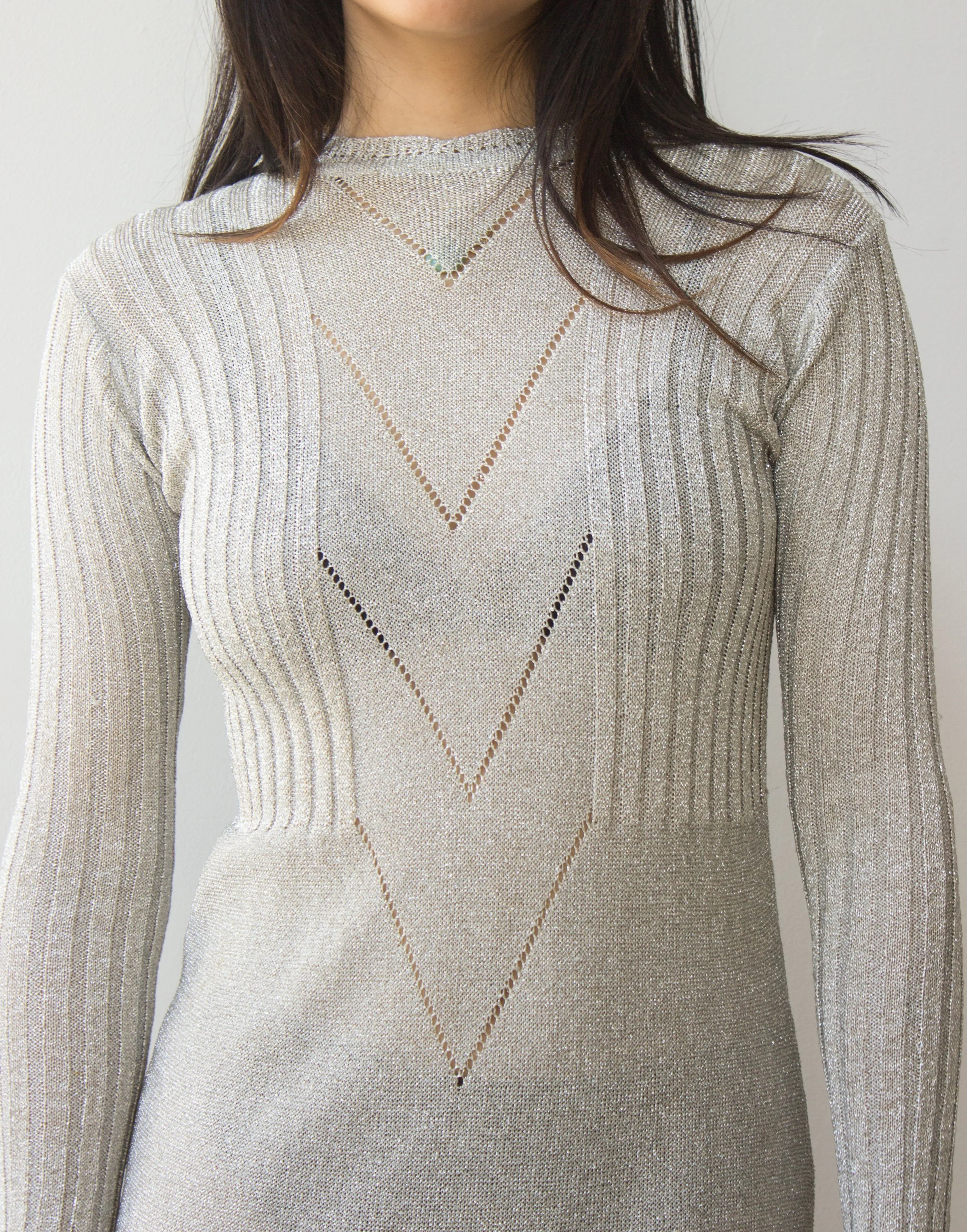 1960s Saks Fifth Avenue Silver Lurex Knit Mini Dress Wayward Collection 1960s Saks Fifth Avenue Silver Lurex Knit Mini Dress Wayward Collection