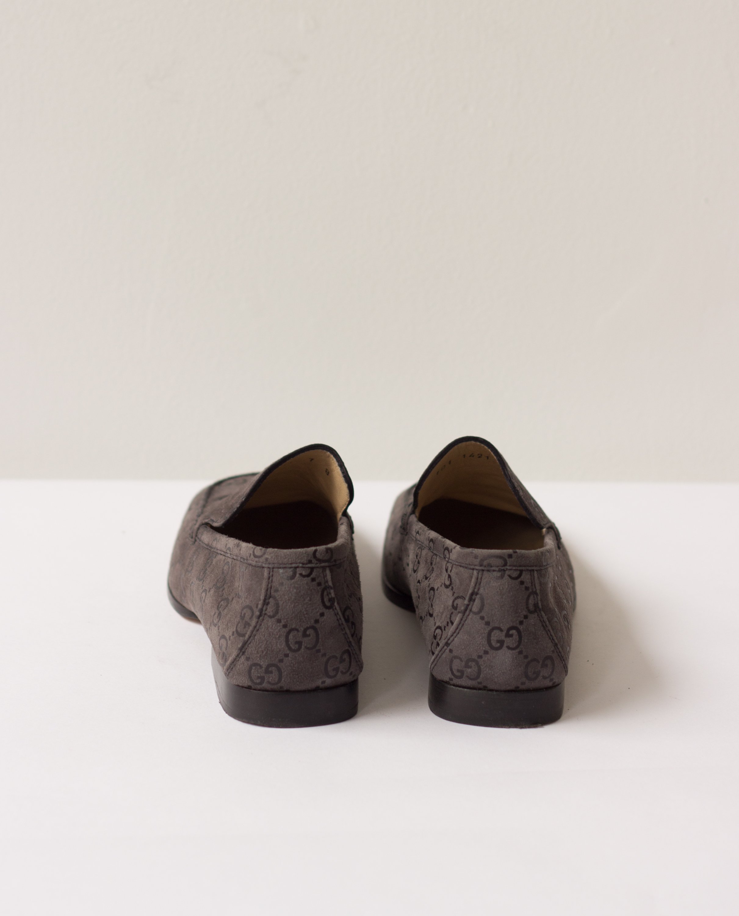 1990s Gucci Logo Suede Square Toe Loafers — Wayward Collection