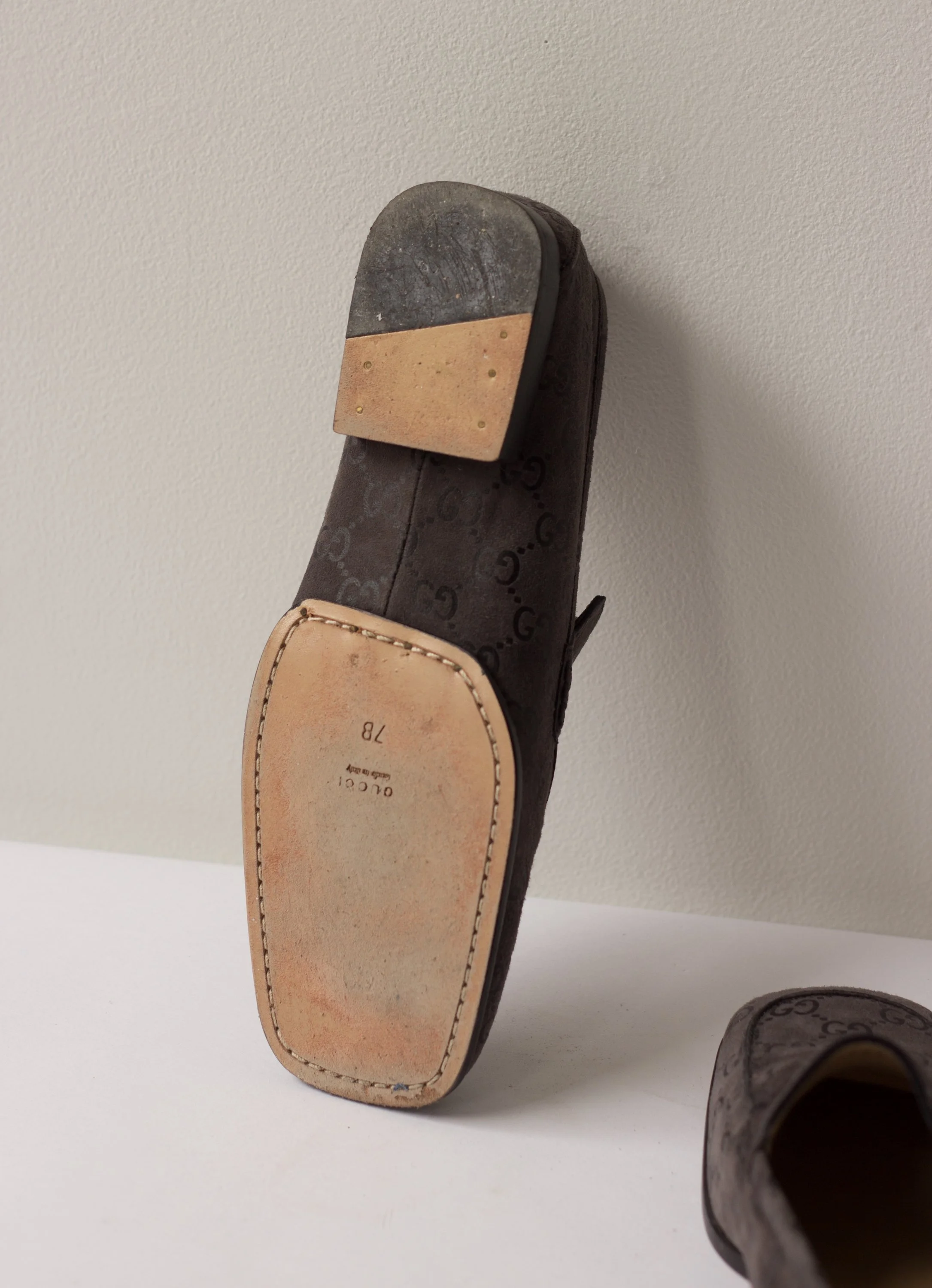 1990s Gucci Logo Suede Square Toe Loafers — Wayward Collection