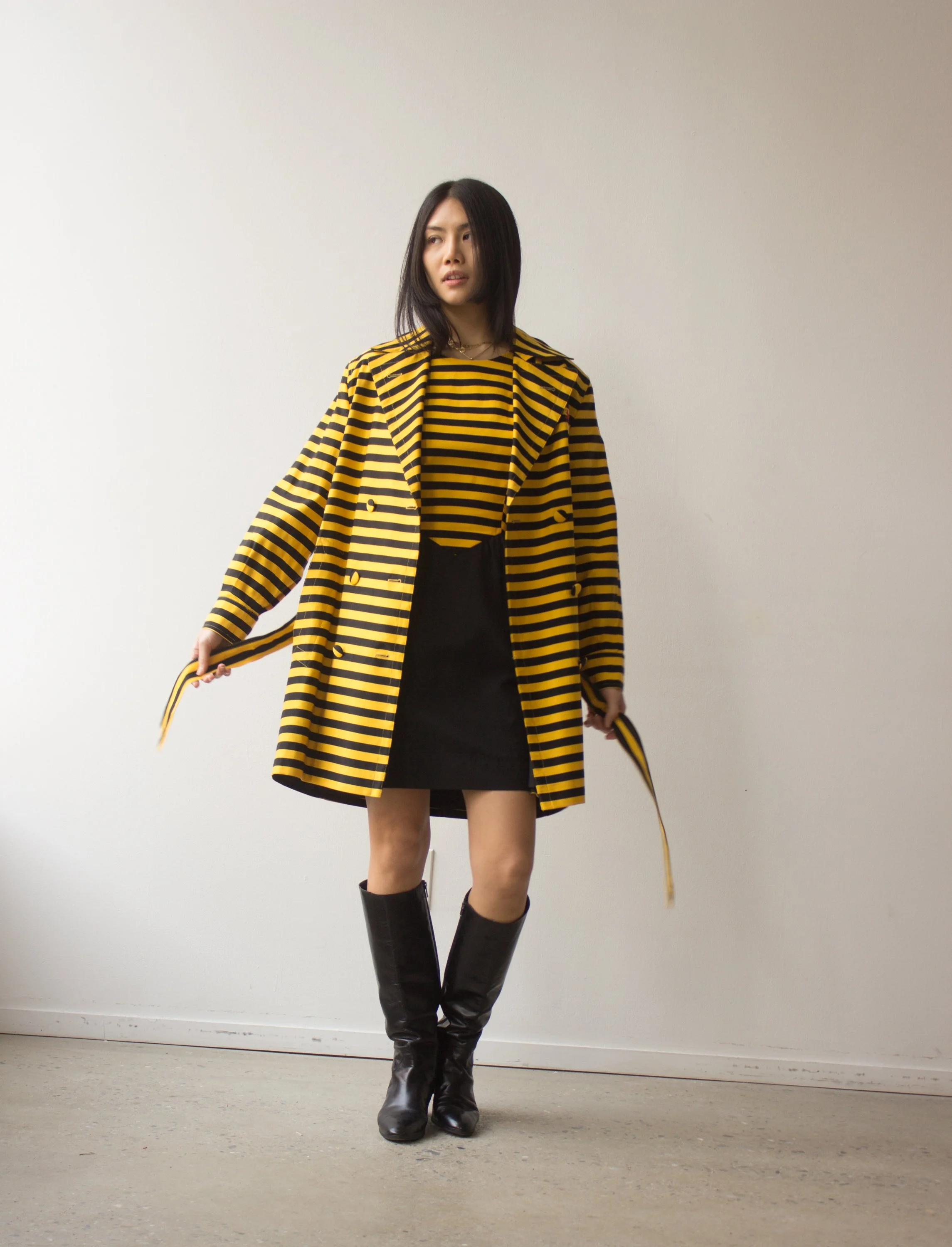 Early 90s Moschino Cheap Chic Silk Faille Striped Jacket and - Main Image