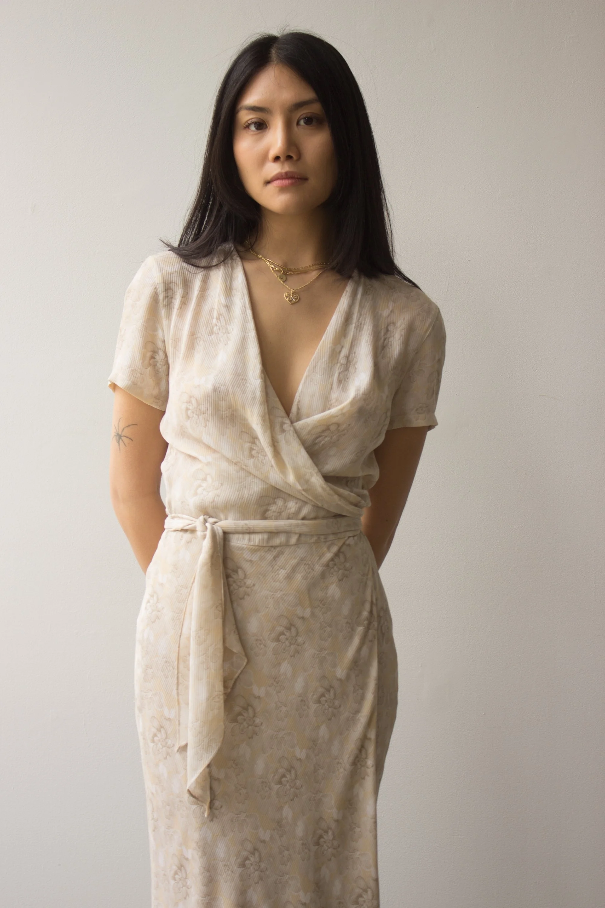 Early 1990s Calvin Klein Collection Silk Wrap Dress  Wayward Collection