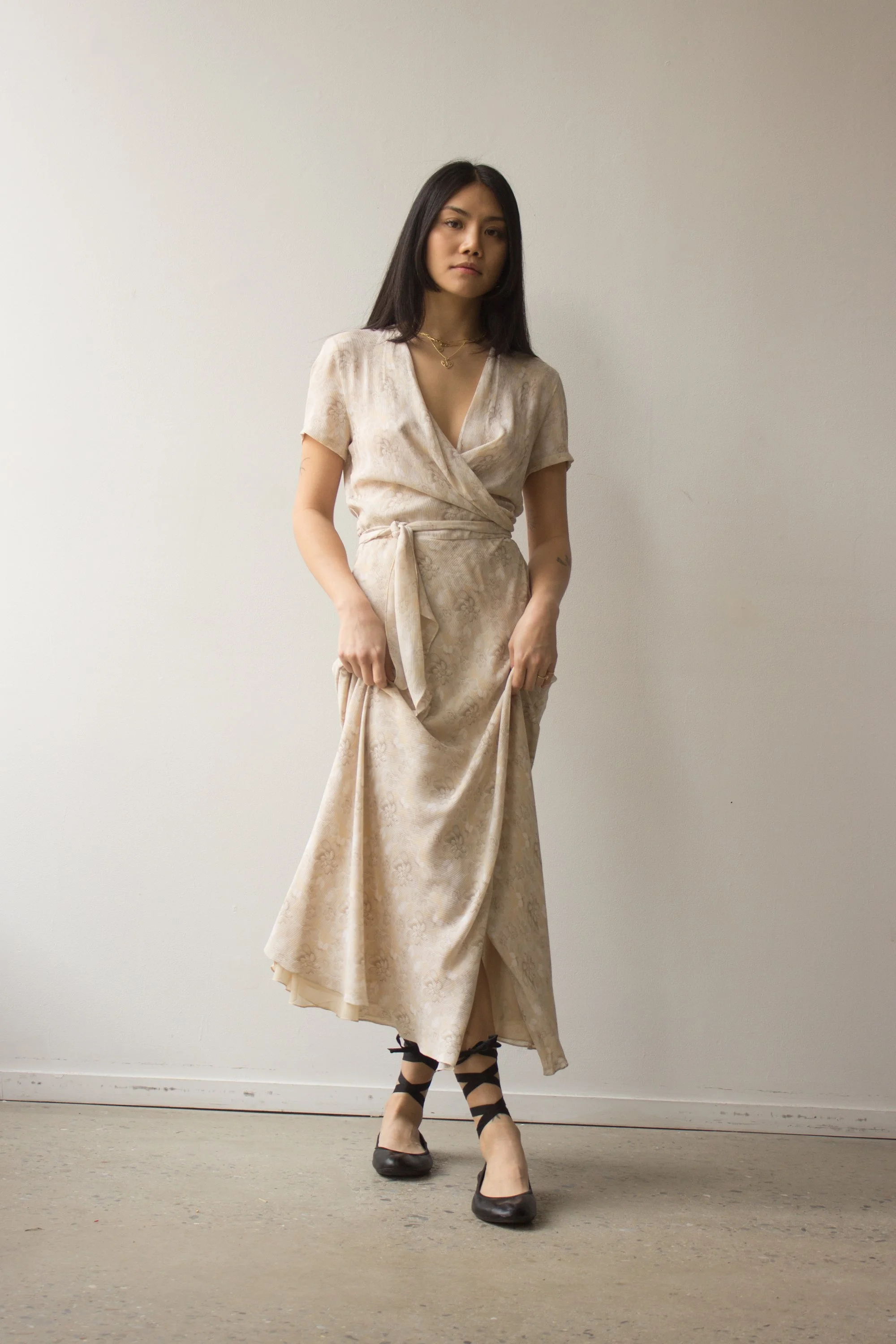 Early 1990s Calvin Klein Collection Silk Wrap Dress Wayward Collection Early 1990s Calvin Klein Collection Silk Wrap Dress Wayward Collection