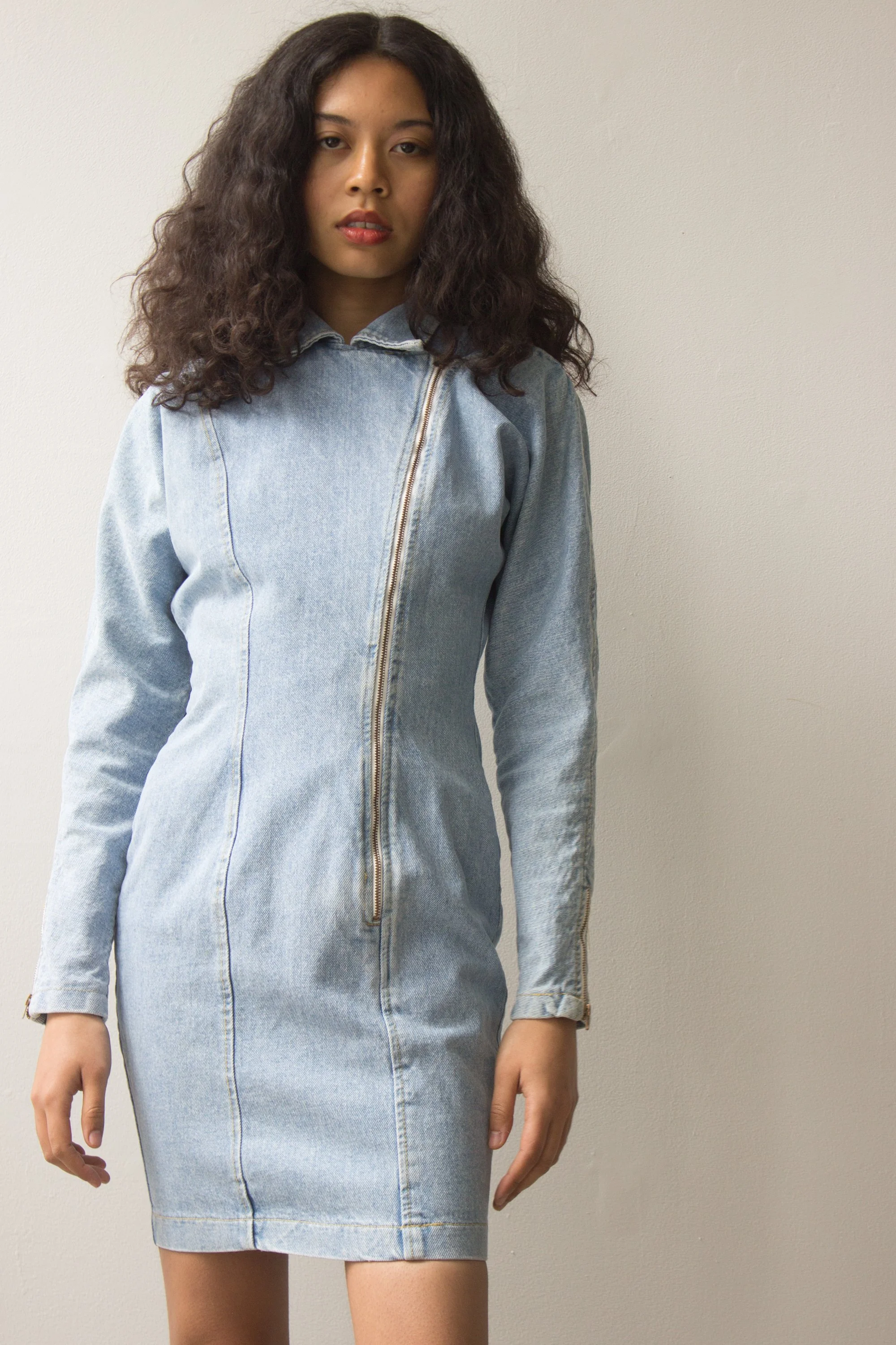 1980s Light Denim Motorcycle Mini Dress  Wayward Collection