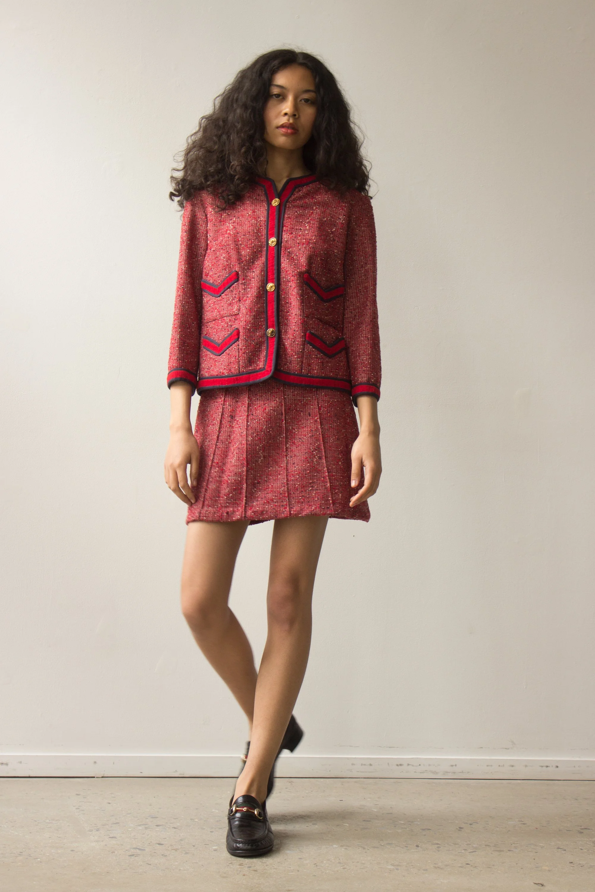 Vintage 1960s Champagne Tweed Skirt Suit