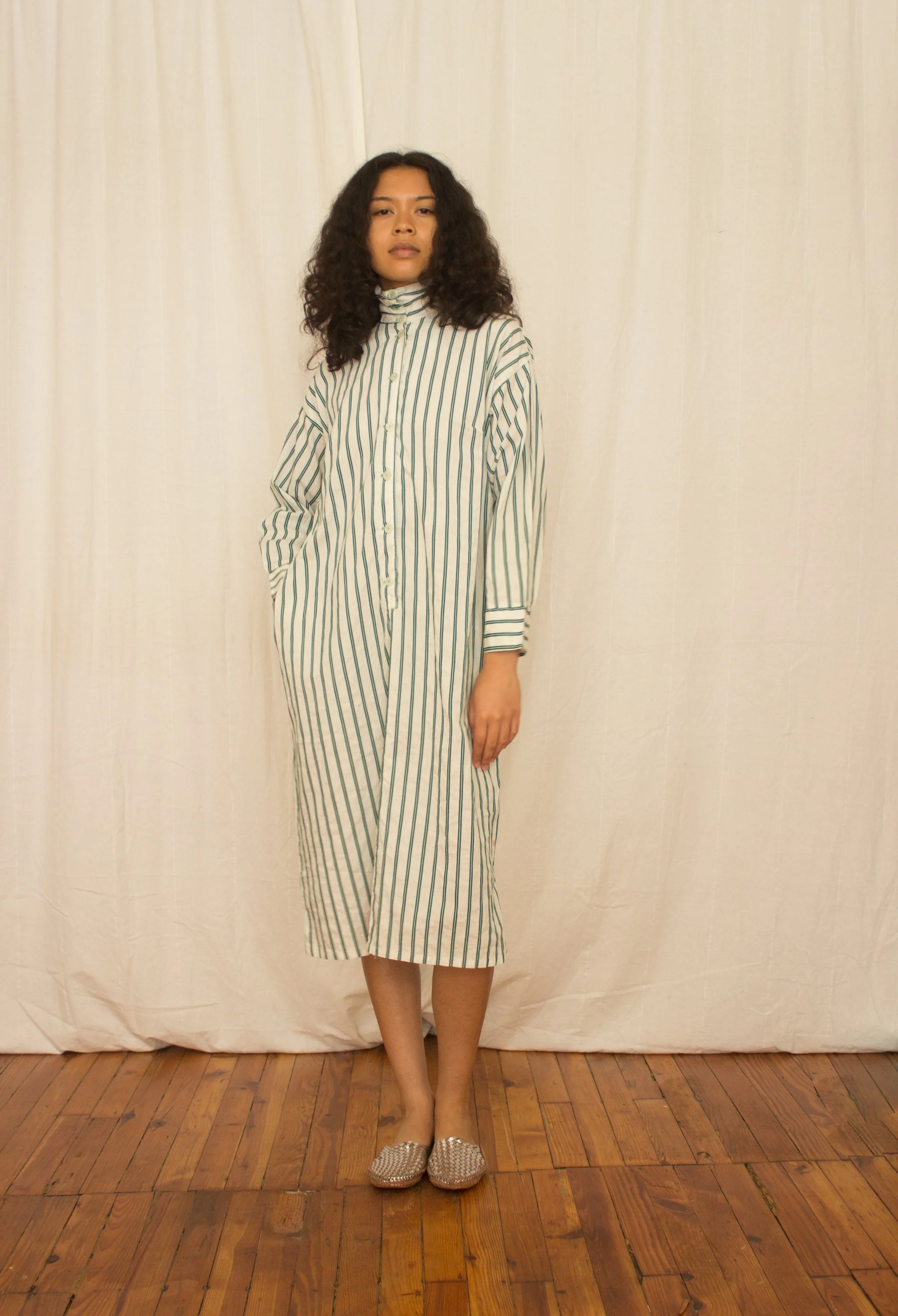 1960s shirt dress 1960s Striped Cotton Shirt Dress — Wayward Collection