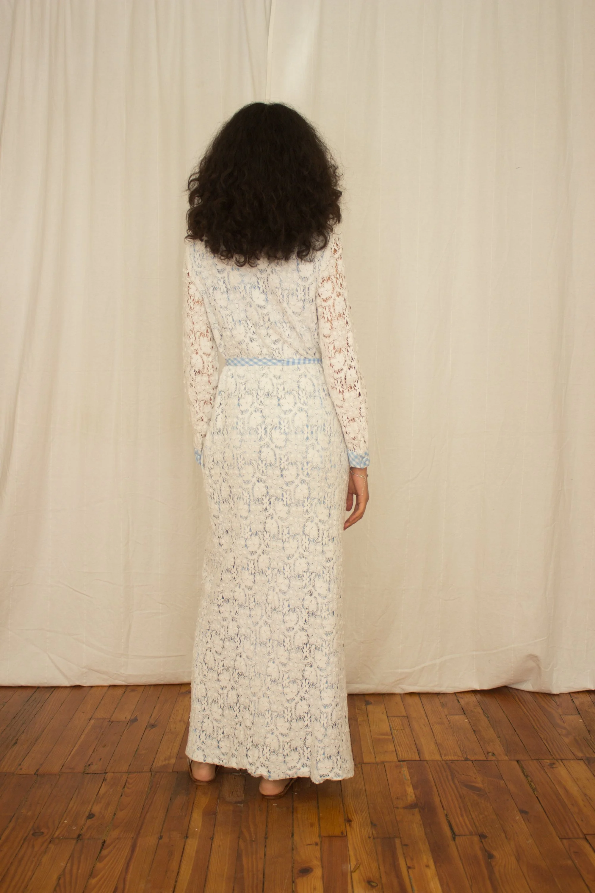 1960s Bergdorf Goodman Cotton Lace and Gingham Dress  Wayward Collection