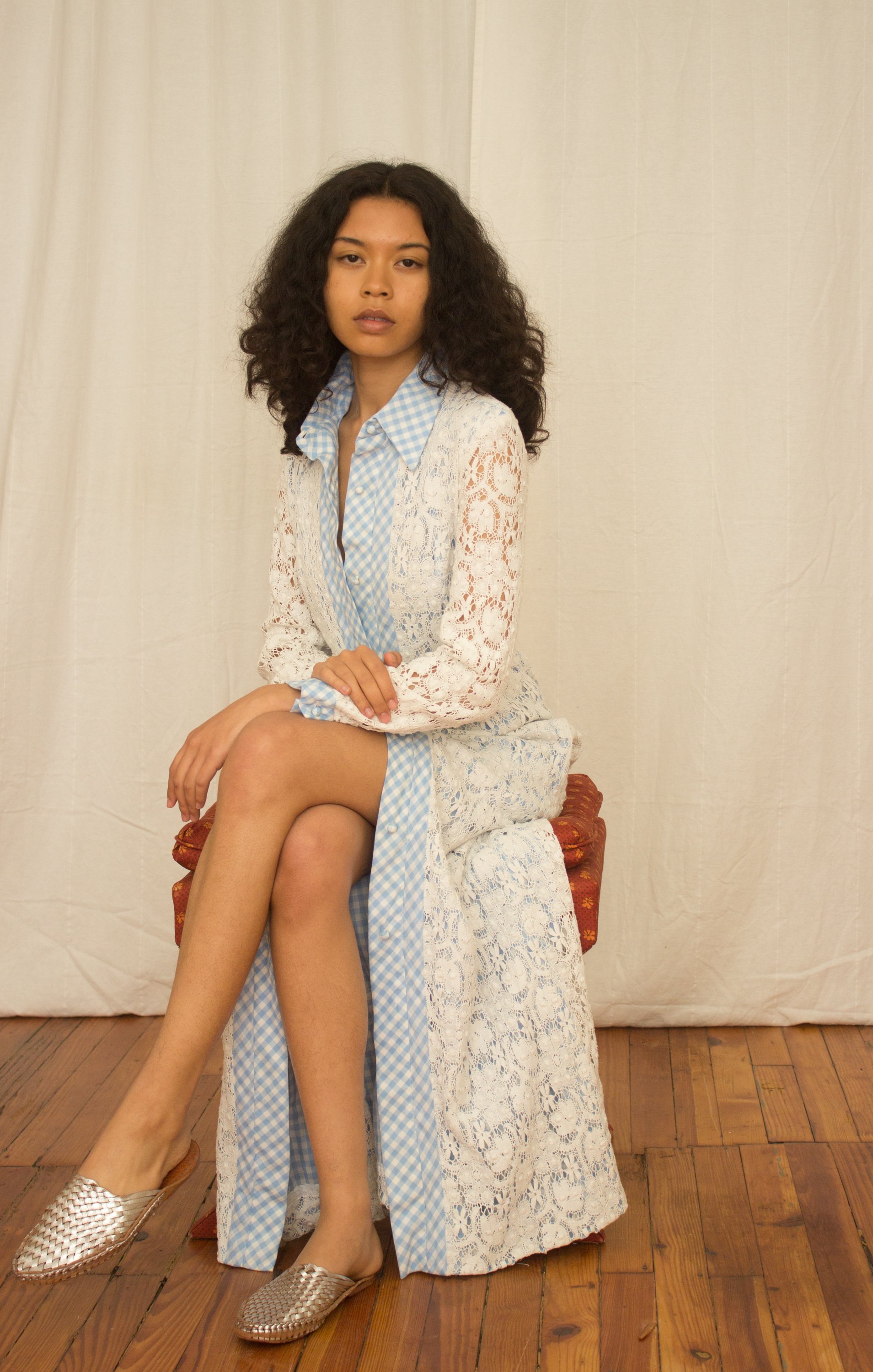 1960s Bergdorf Goodman Cotton Lace and Gingham Dress  Wayward Collection