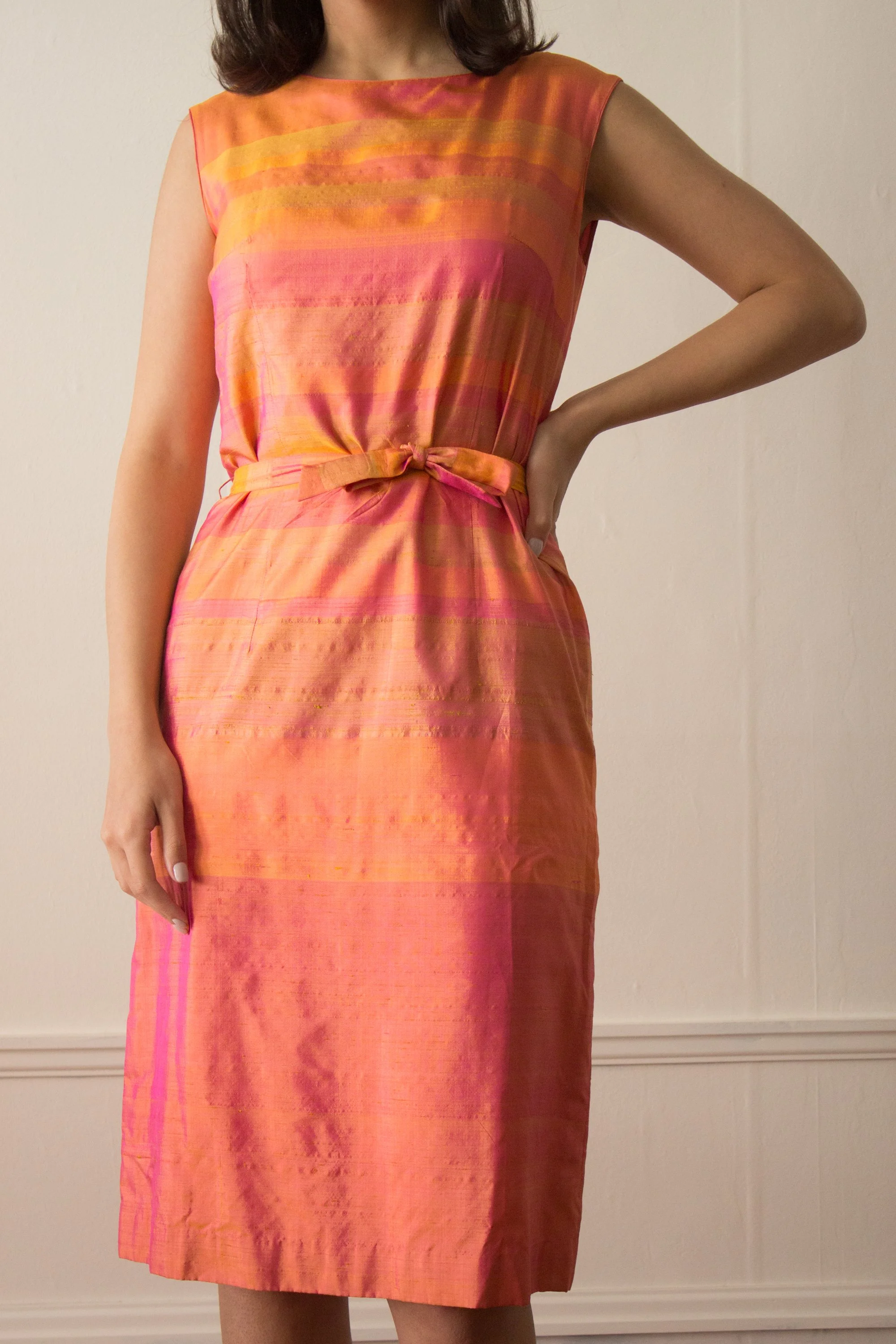 1960s Thai Design Sunset Silk Shift Dress  Wayward Collection