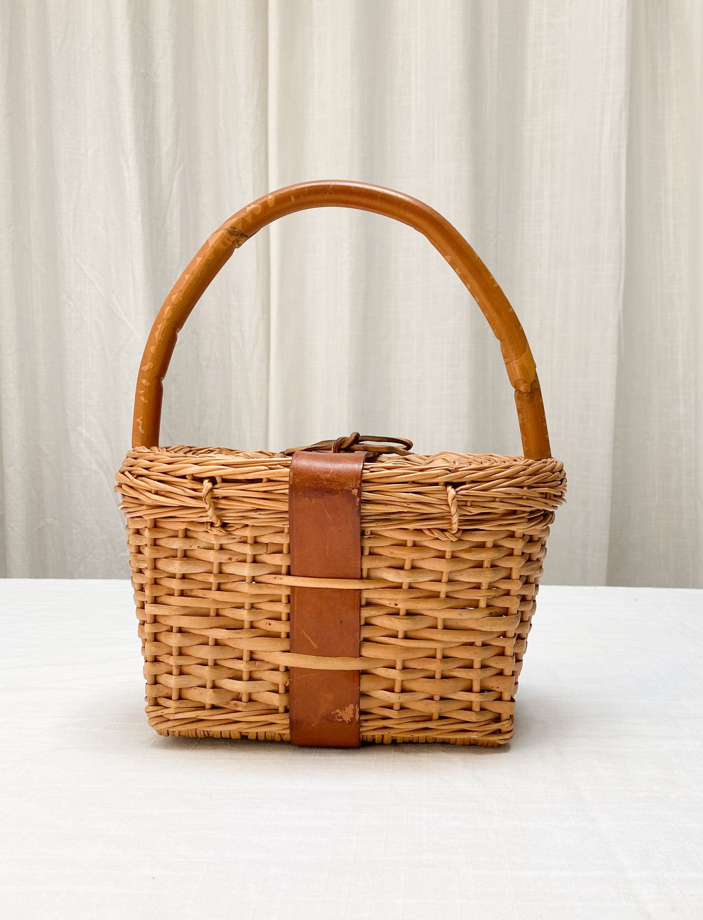 Vintage British Hong Kong Wicker Basket Handbag Purse leather accents 50s  P1 | eBay