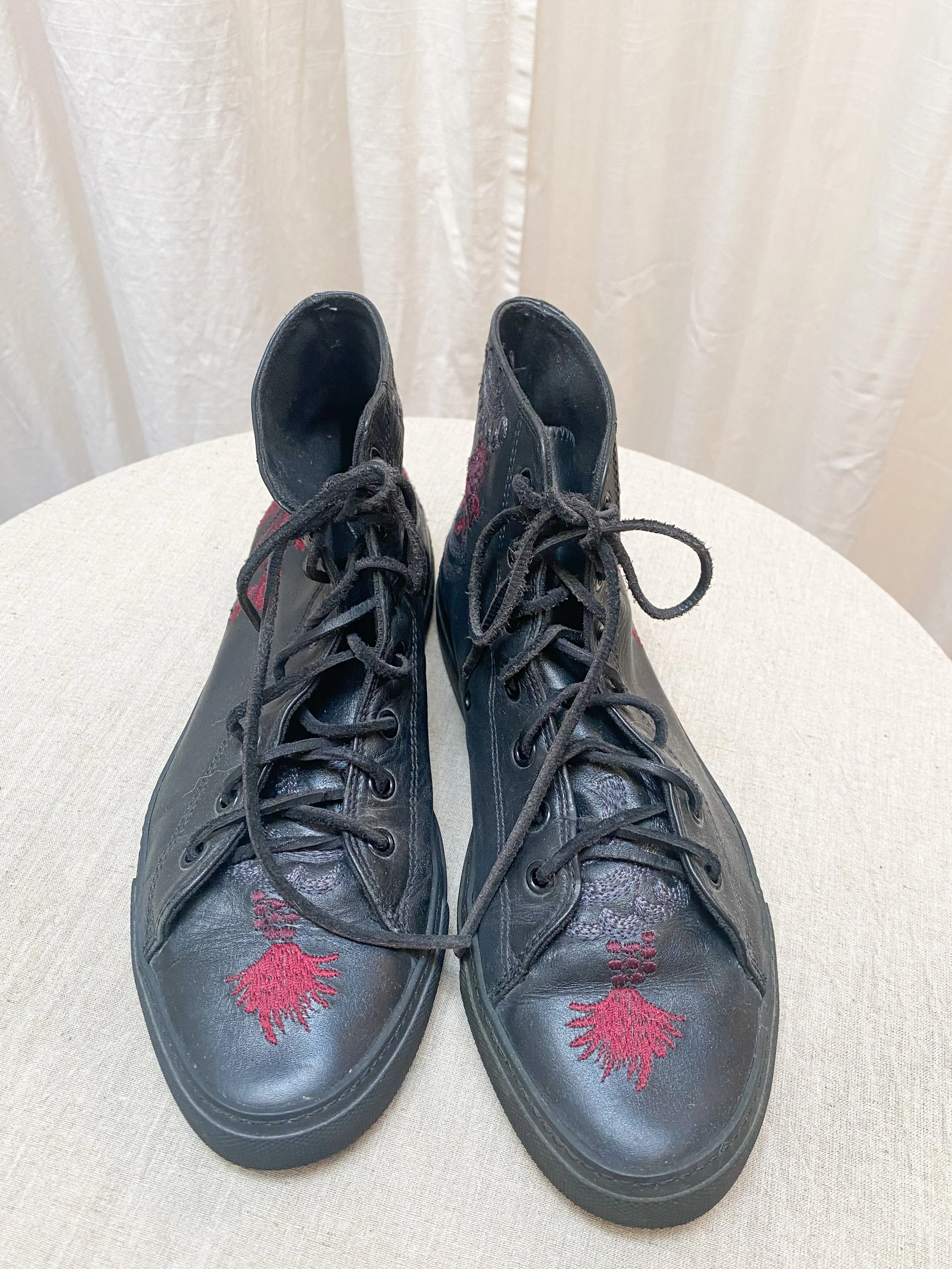 2001 Tom Ford Gucci Embroidered Leather High Top Sneakers 